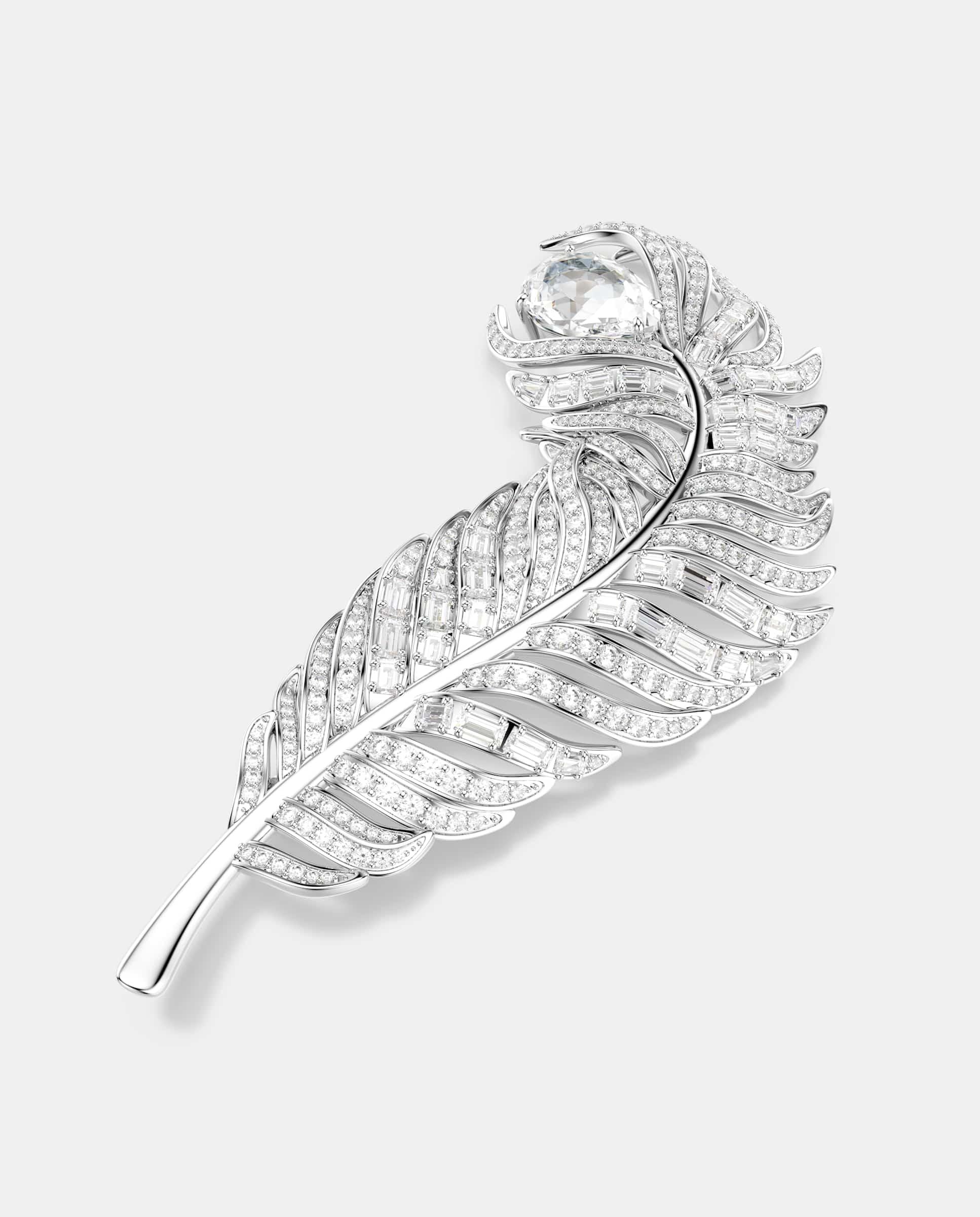 Broche vienna con circonitas y baño de rodio - Swarovski - Blanco Blanco-3