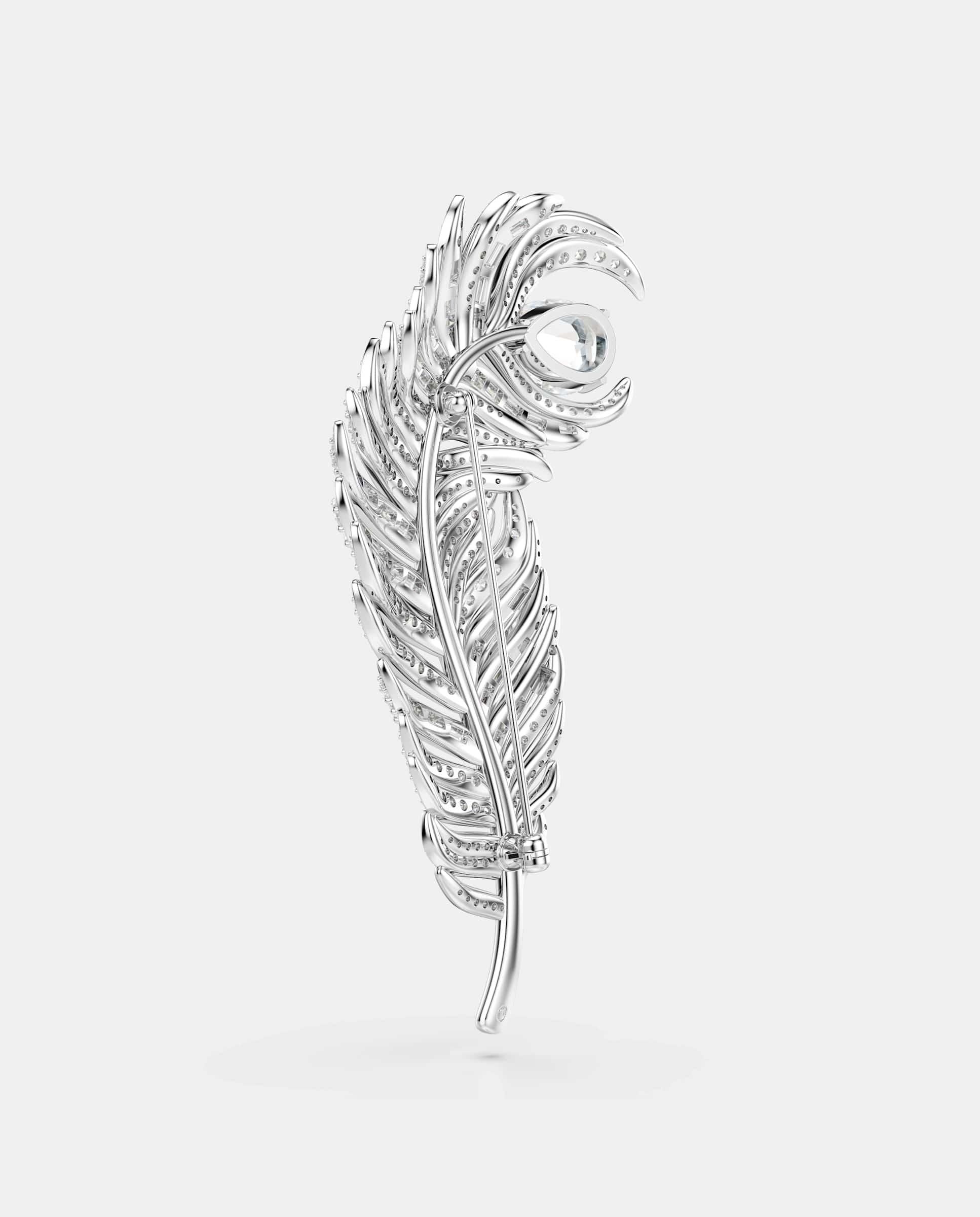 Broche vienna con circonitas y baño de rodio - Swarovski - Blanco Blanco-4