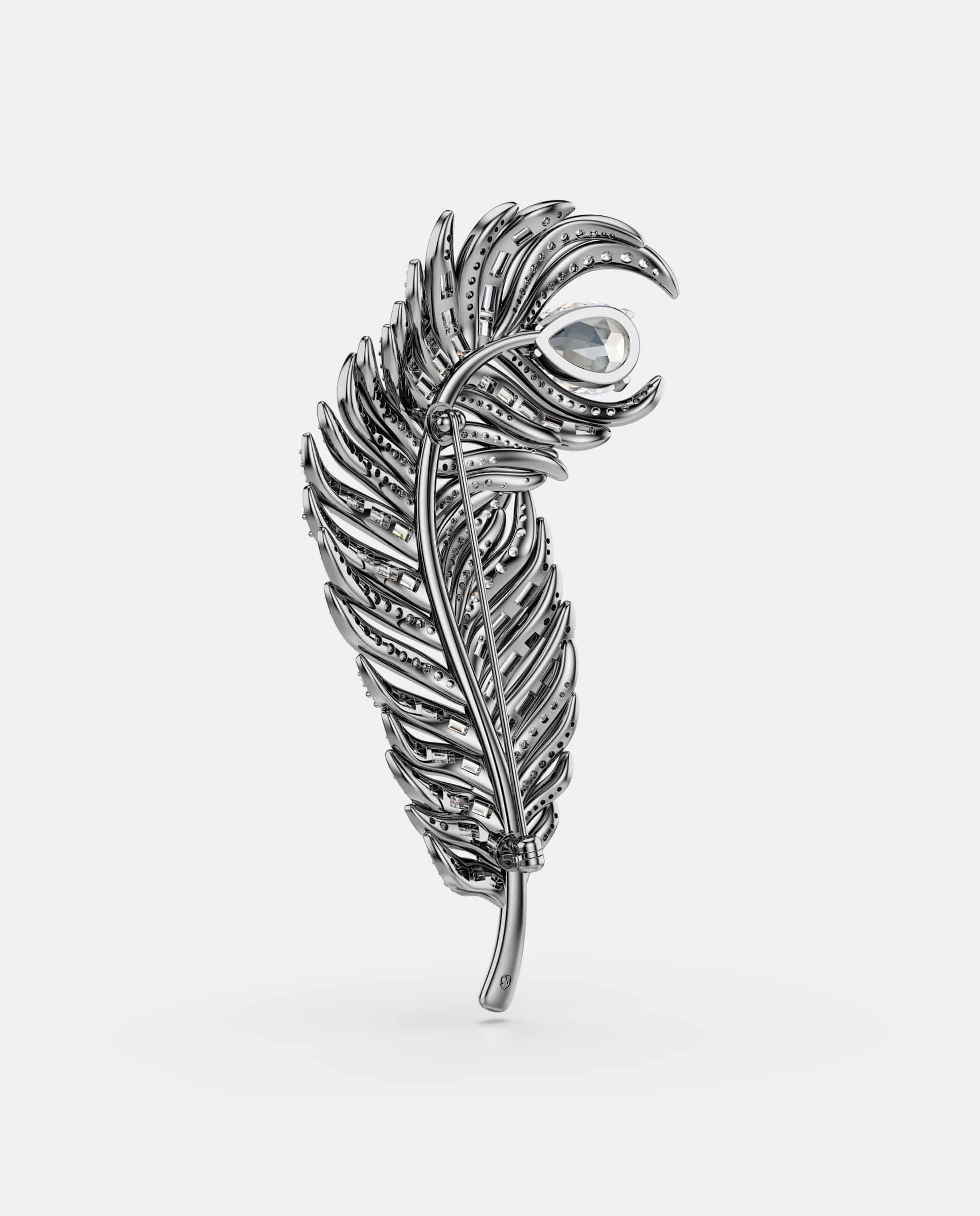 Broche vienna con circonitas y baño de rodio - Swarovski - Blanco Blanco-5