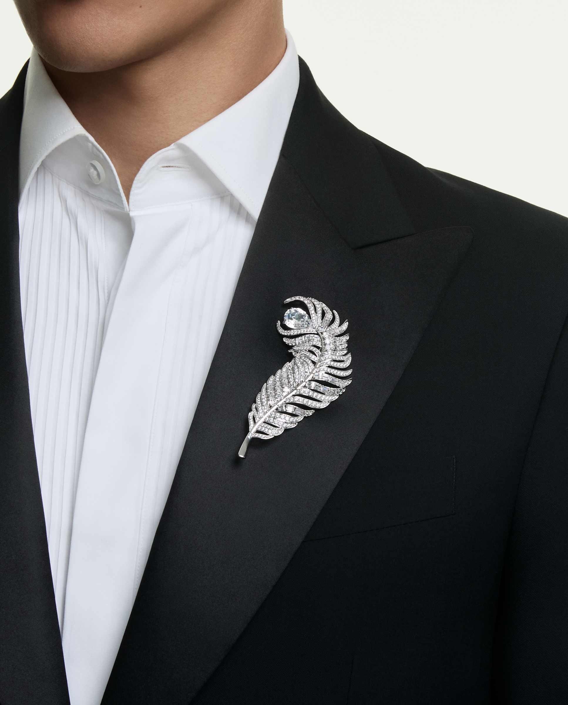 Broche vienna con circonitas y baño de rodio - Swarovski - Blanco Blanco-6