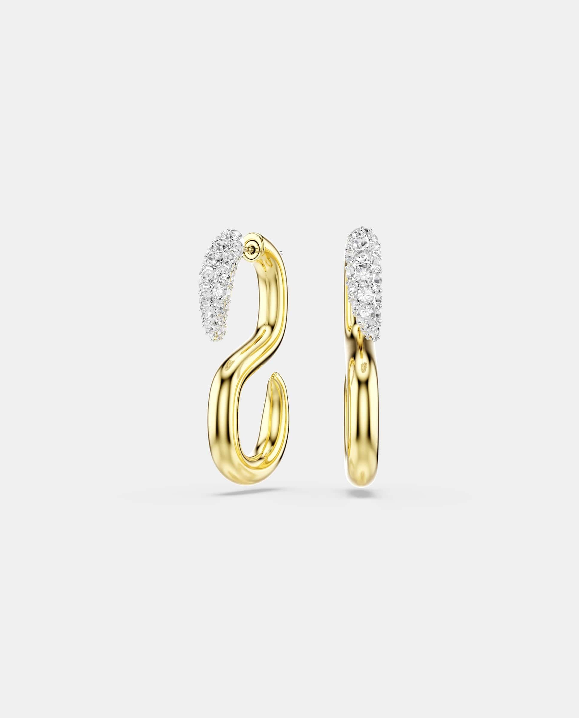 Pendientes en forma de s bañados en tono oro - Swarovski - Blanco Blanco-1
