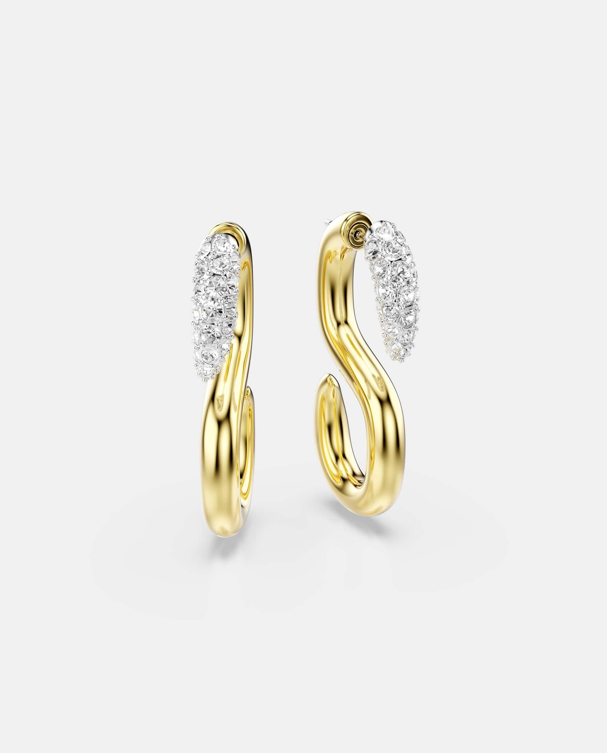 Pendientes en forma de s bañados en tono oro - Swarovski - Blanco Blanco-4