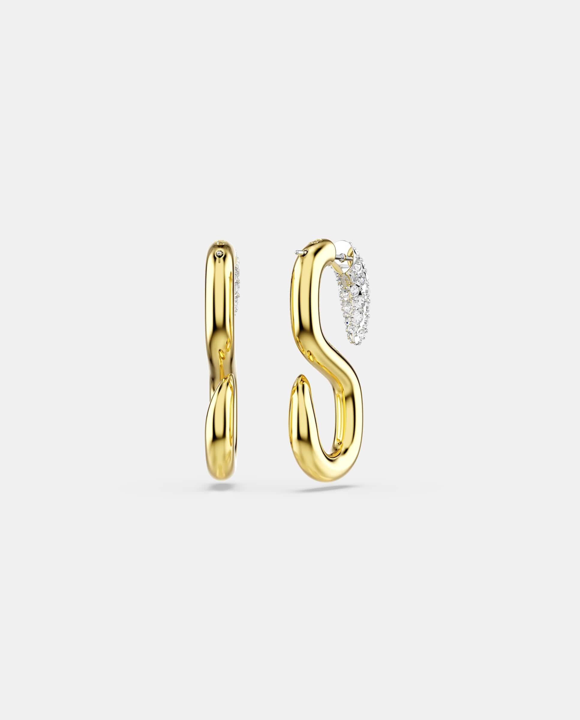 Pendientes en forma de s bañados en tono oro - Swarovski - Blanco Blanco-5
