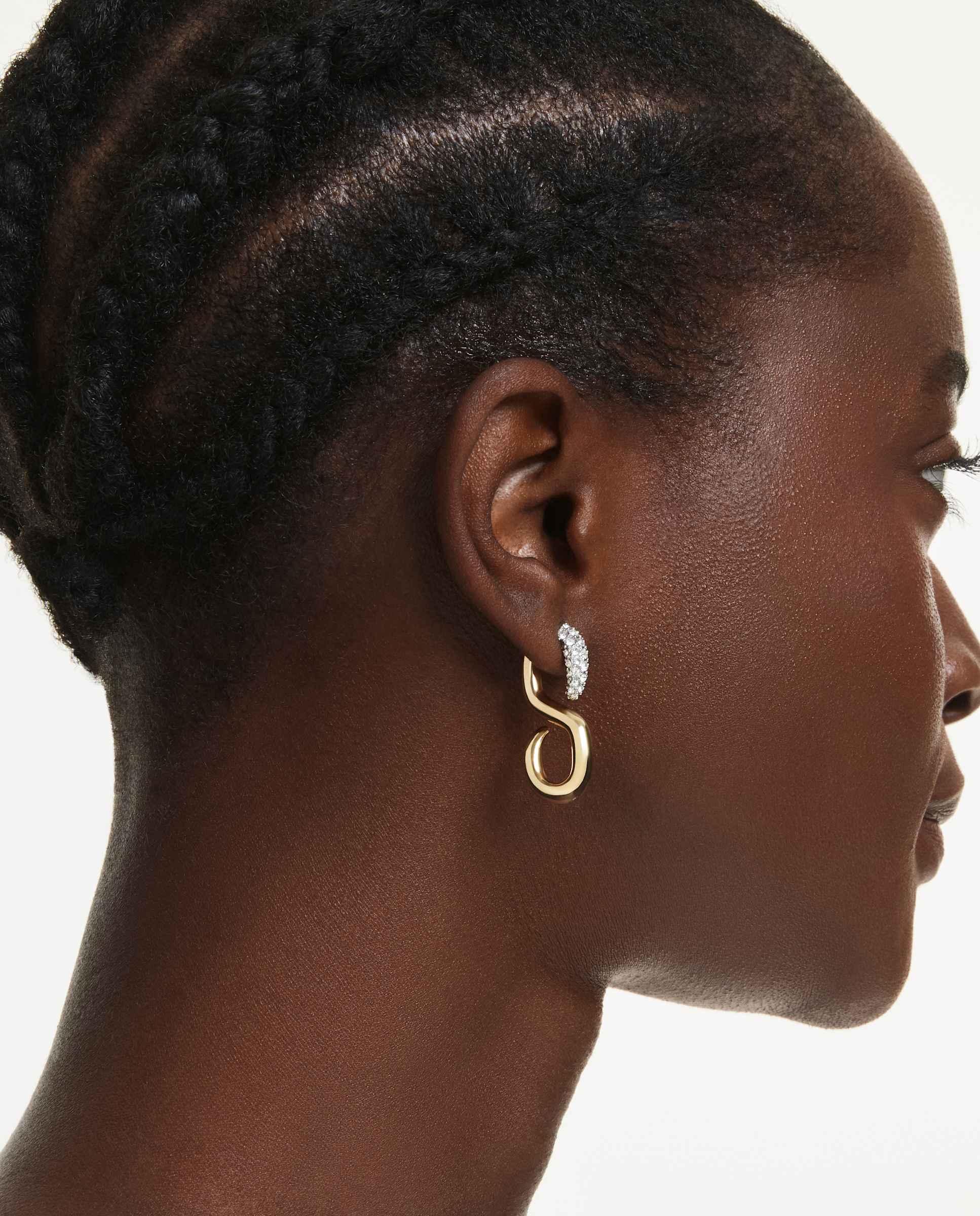 Pendientes en forma de s bañados en tono oro - Swarovski - Blanco Blanco-6