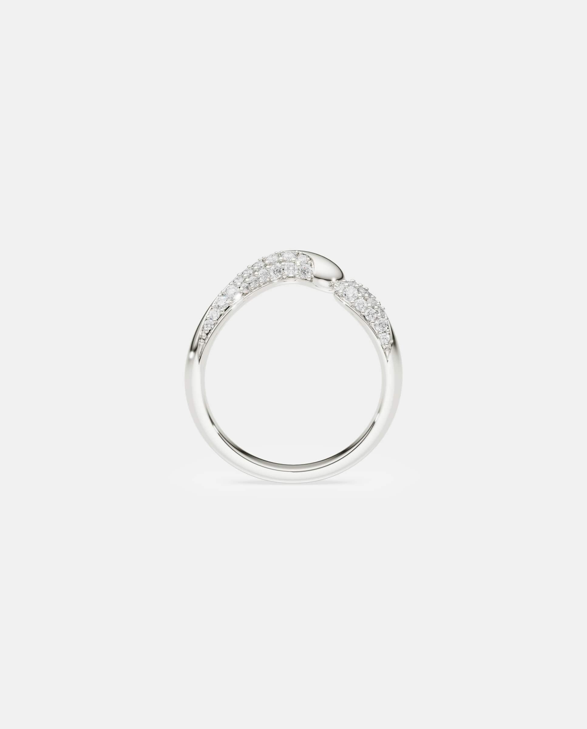 Anillo abierto classica con contornos ondulados de plata de ley - Swarovski - Blanco Blanco-3