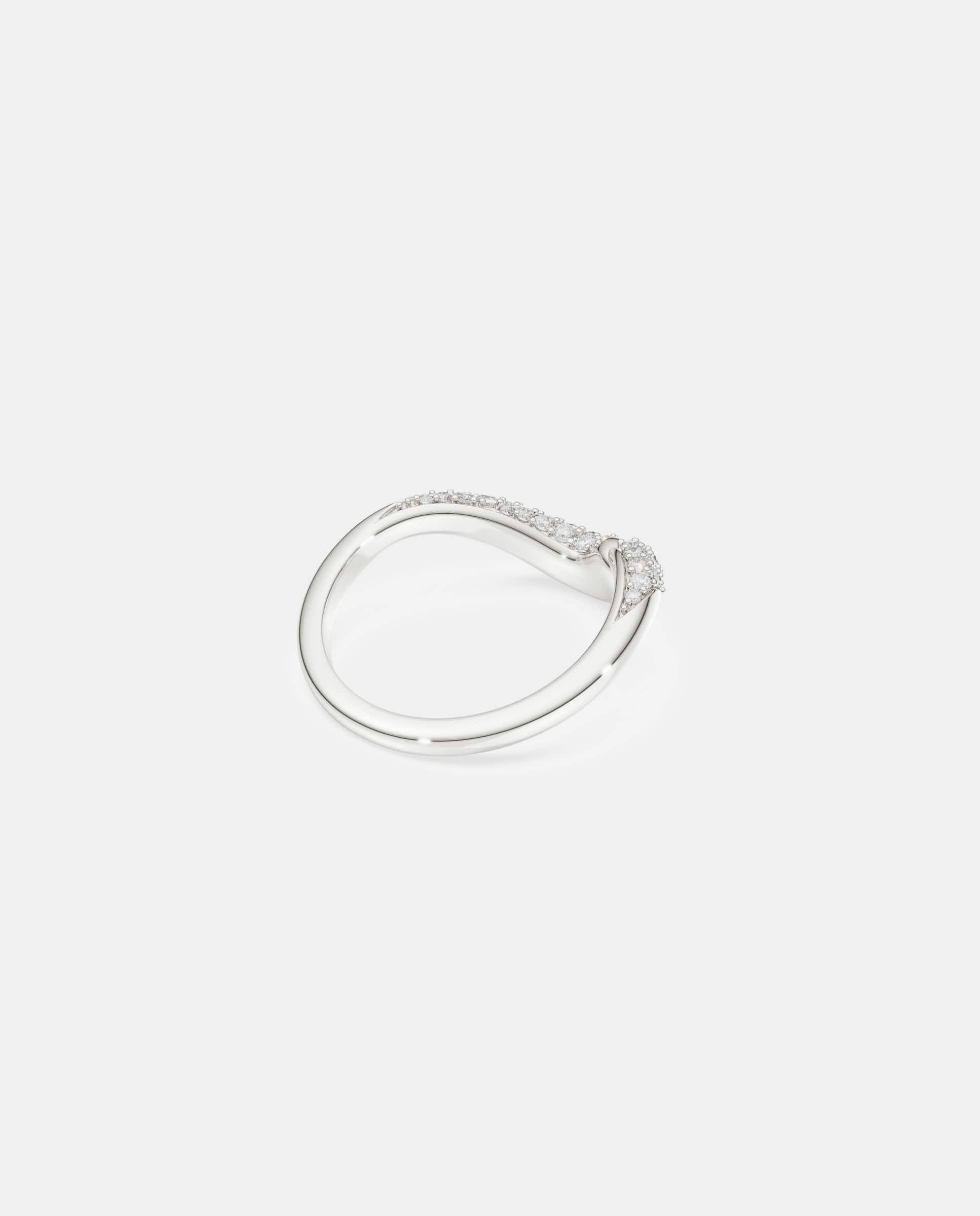 Anillo abierto classica con contornos ondulados de plata de ley - Swarovski - Blanco Blanco-4