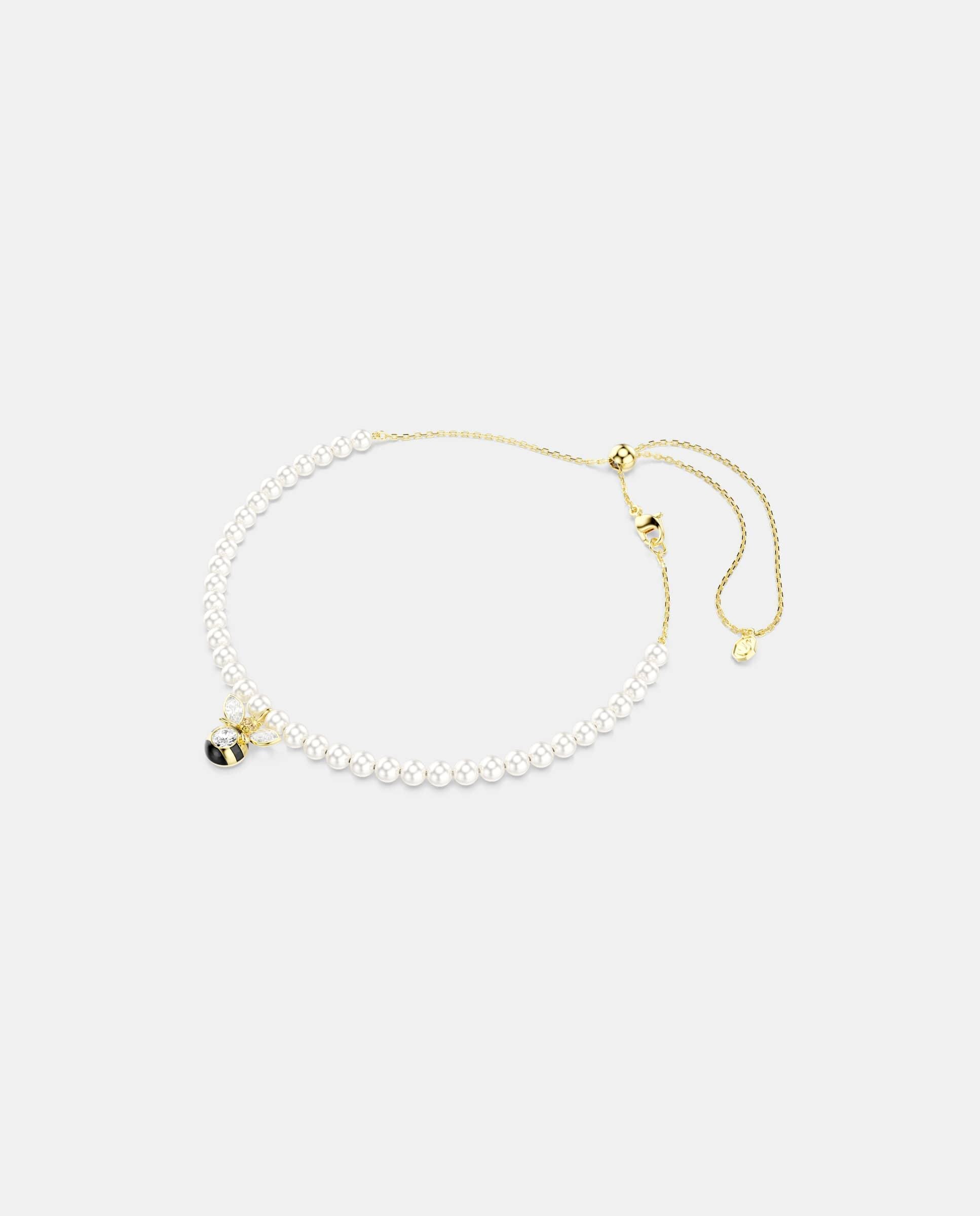 Gargantilla idyllia presenta con una hilera de swarovski crystal pearls blancas - Blanco Blanco-2