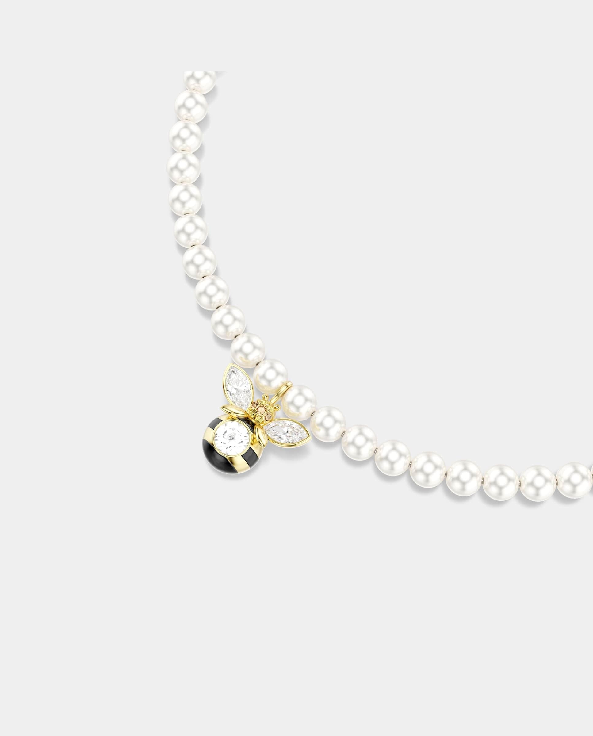 Gargantilla idyllia presenta con una hilera de swarovski crystal pearls blancas - Blanco Blanco-4