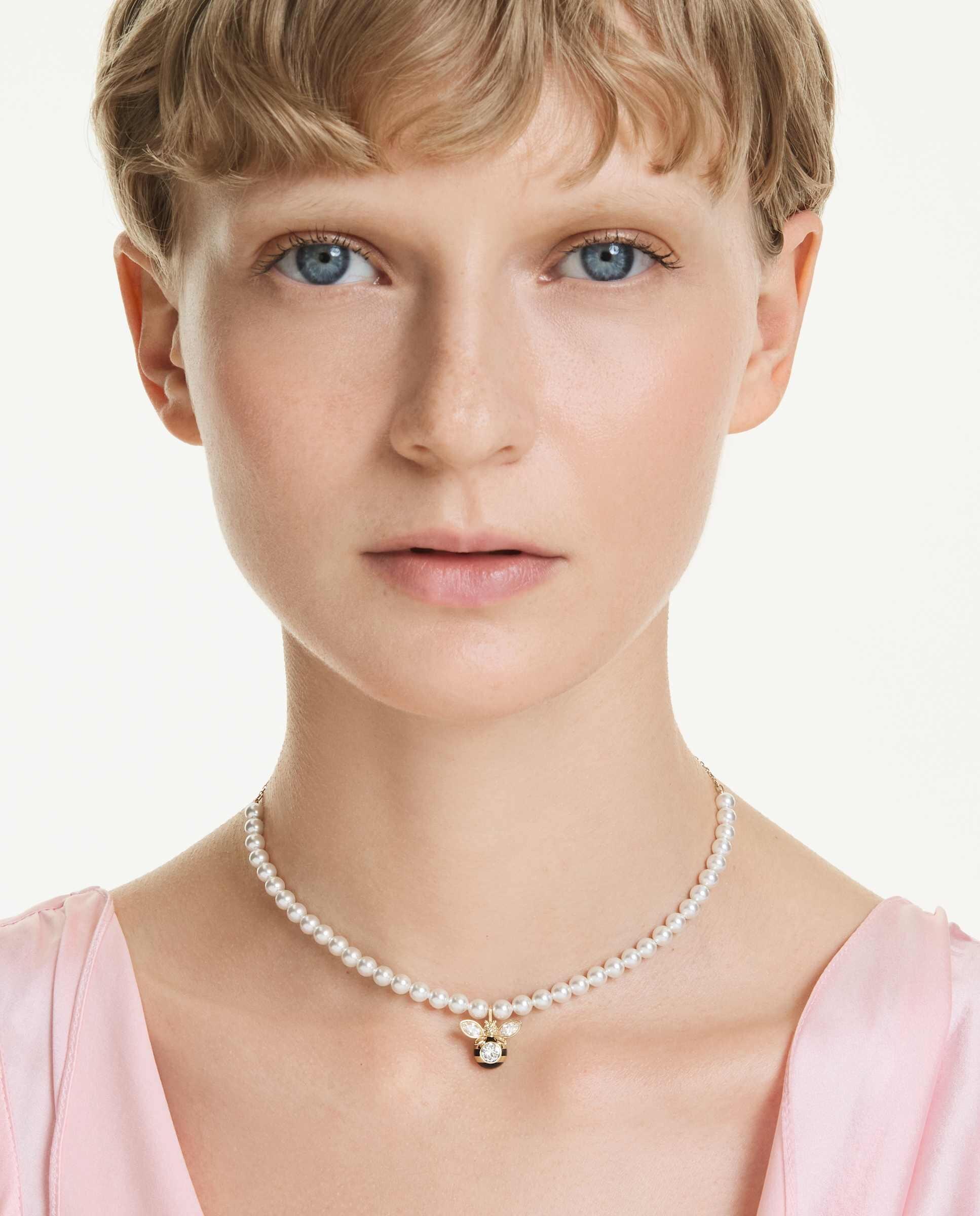 Gargantilla idyllia presenta con una hilera de swarovski crystal pearls blancas - Blanco Blanco-5