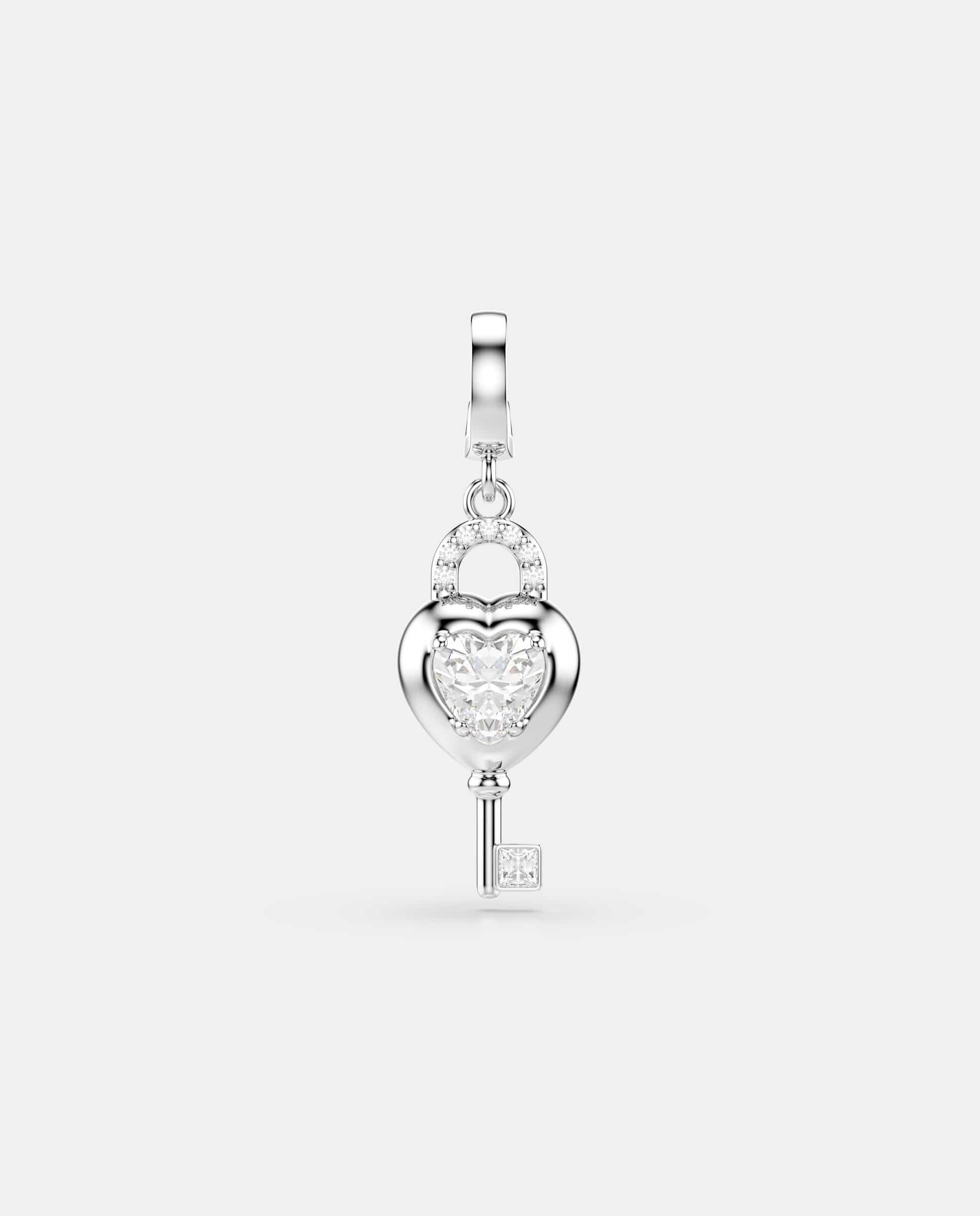 Charm idyllia en forma de llave corazón con cristal bañado en rodio - Swarovski - Blanco Blanco-1