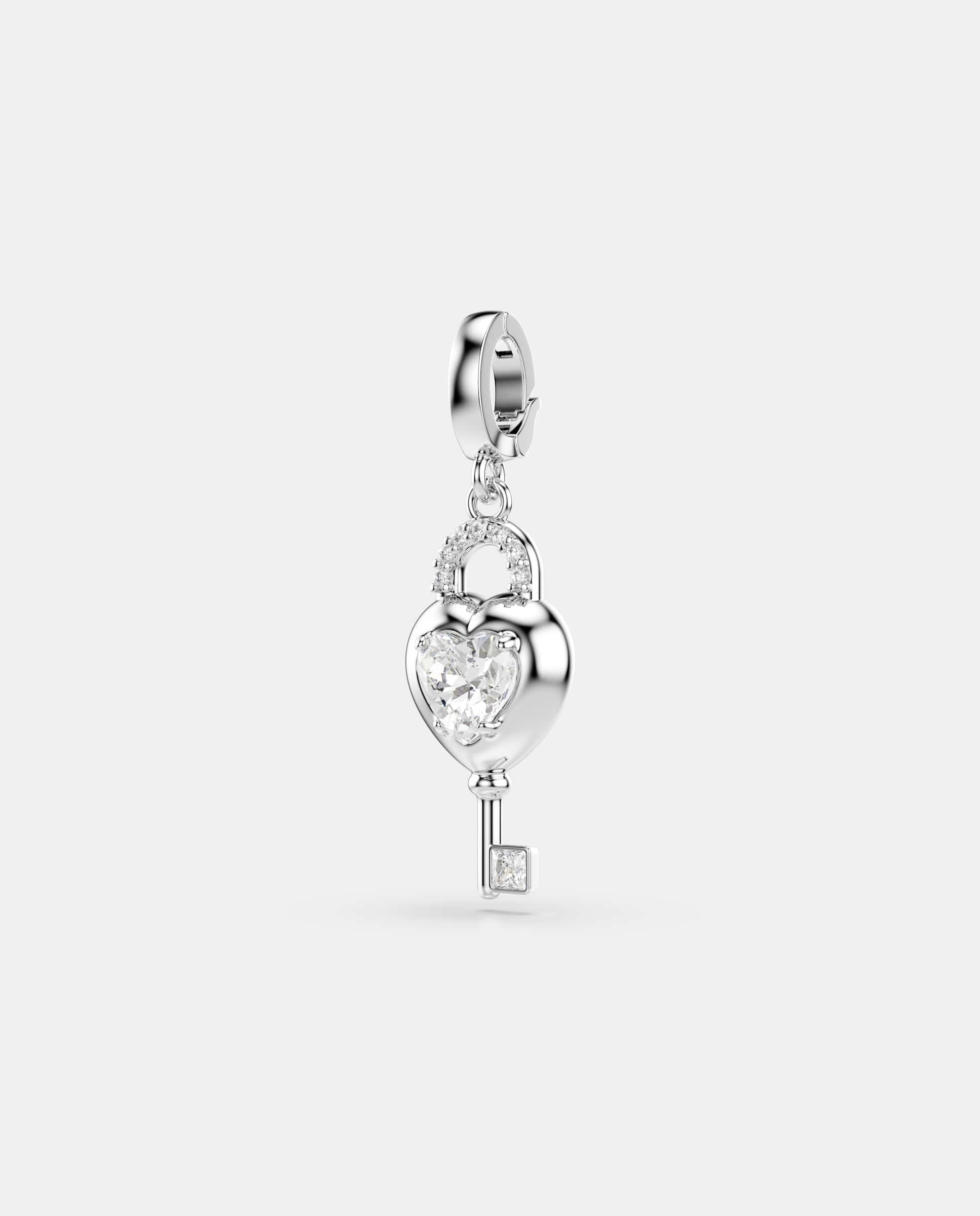 Charm idyllia en forma de llave corazón con cristal bañado en rodio - Swarovski - Blanco Blanco-2