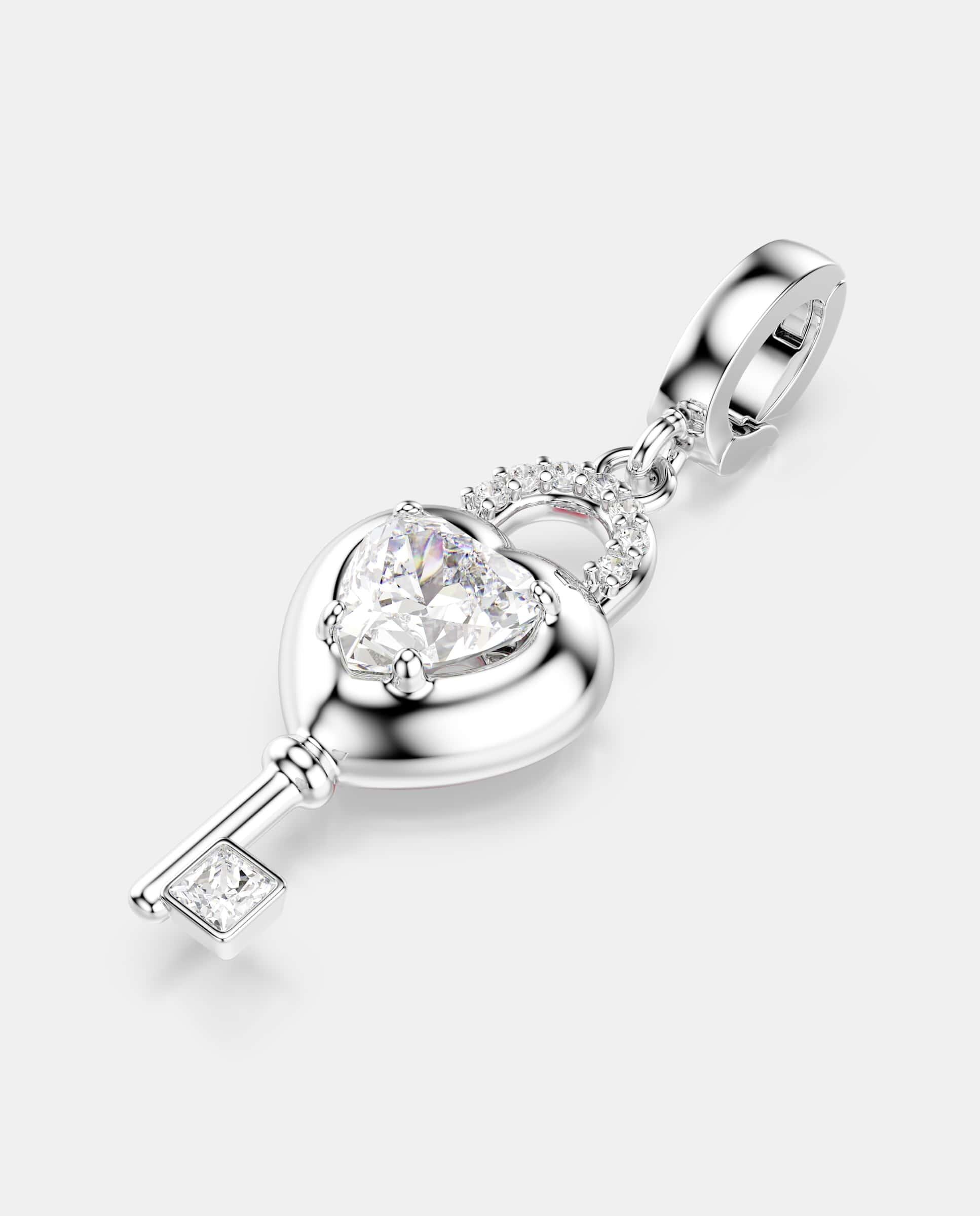 Charm idyllia en forma de llave corazón con cristal bañado en rodio - Swarovski - Blanco Blanco-4