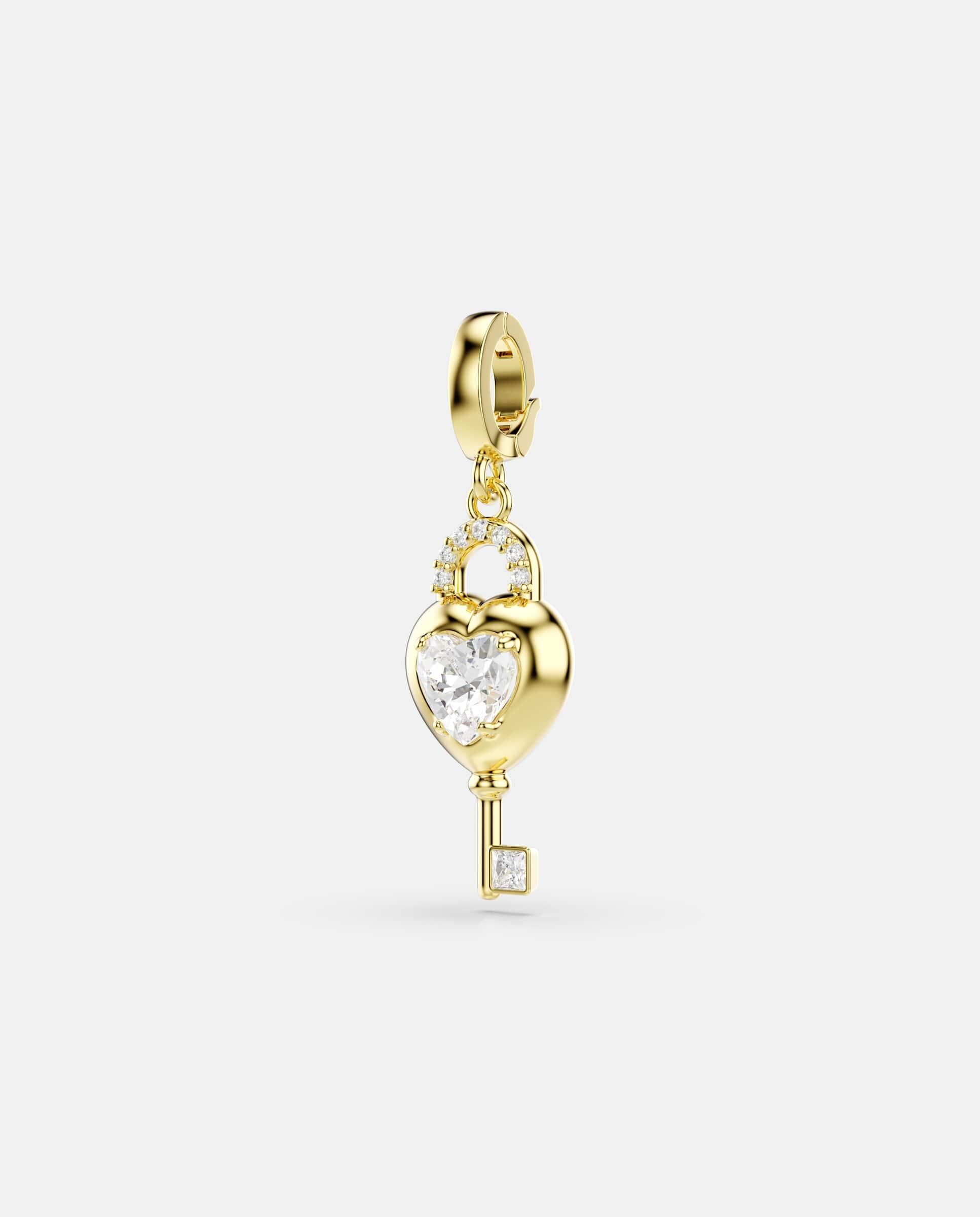 Charm idyllia en forma de llave corazón con cristal bañado en oro - Swarovski - Blanco Blanco-3