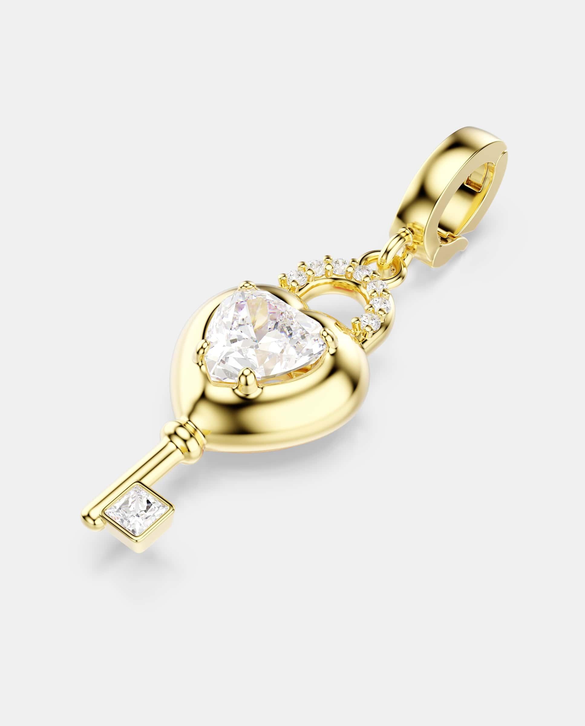 Charm idyllia en forma de llave corazón con cristal bañado en oro - Swarovski - Blanco Blanco-5
