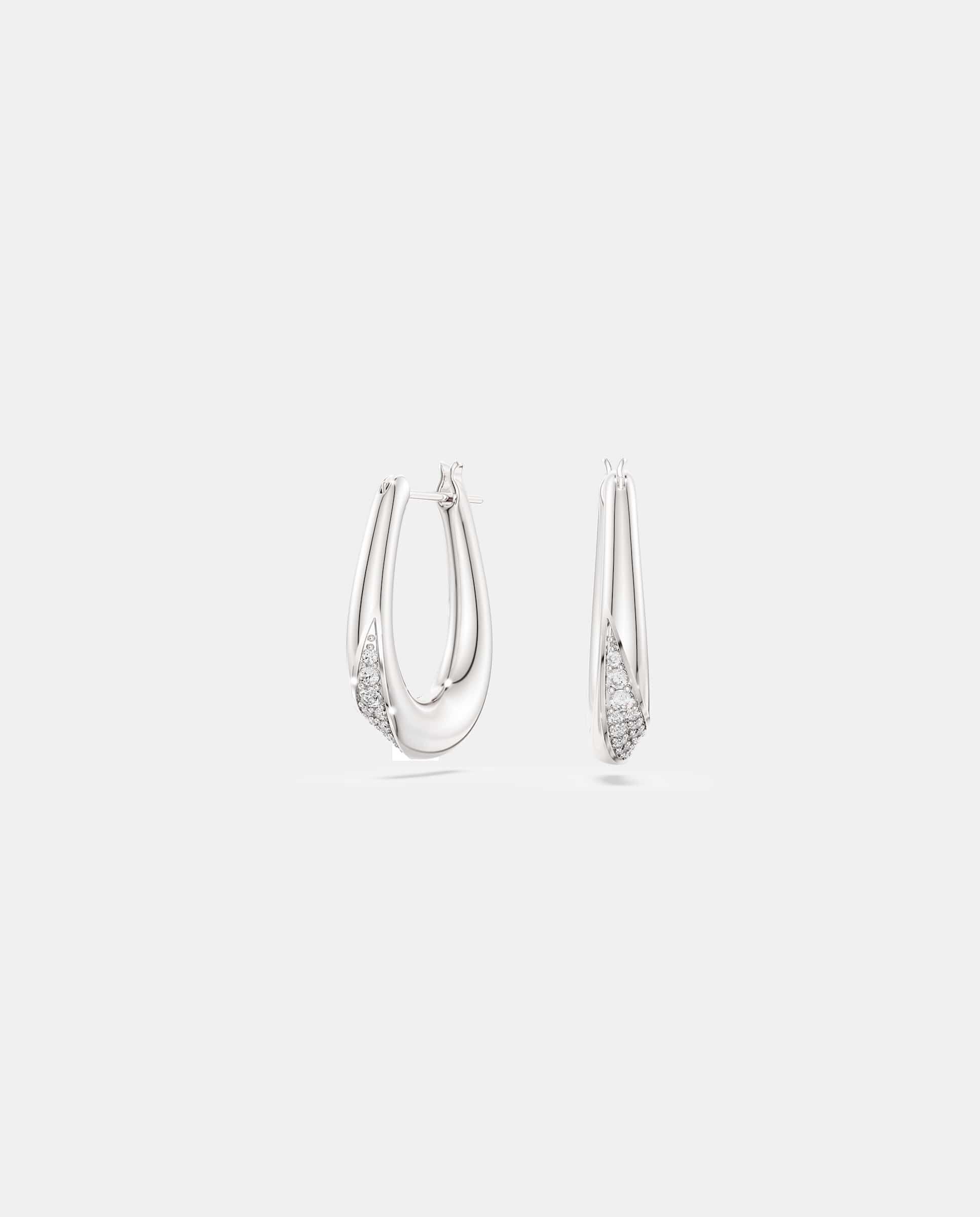 Imagen 0 de Pendientes de aro classica en talla redonda y plata de ley Blanco
