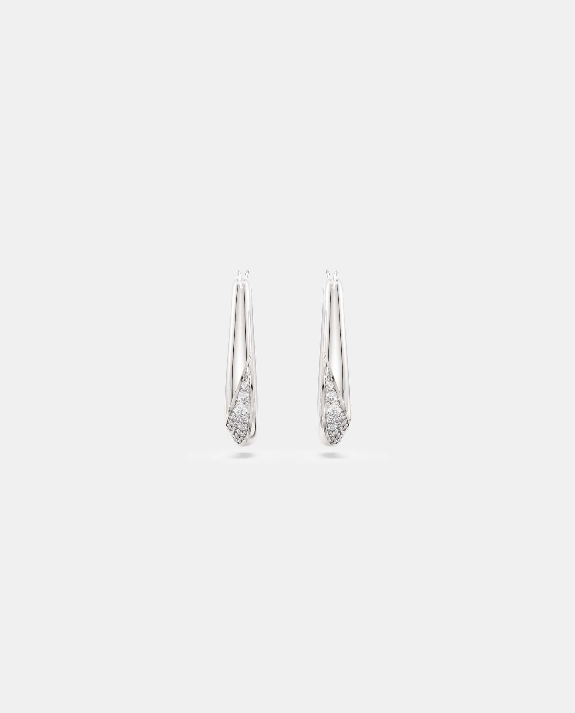 Pendientes de aro classica en talla redonda y plata de ley - Swarovski - Blanco Blanco-2