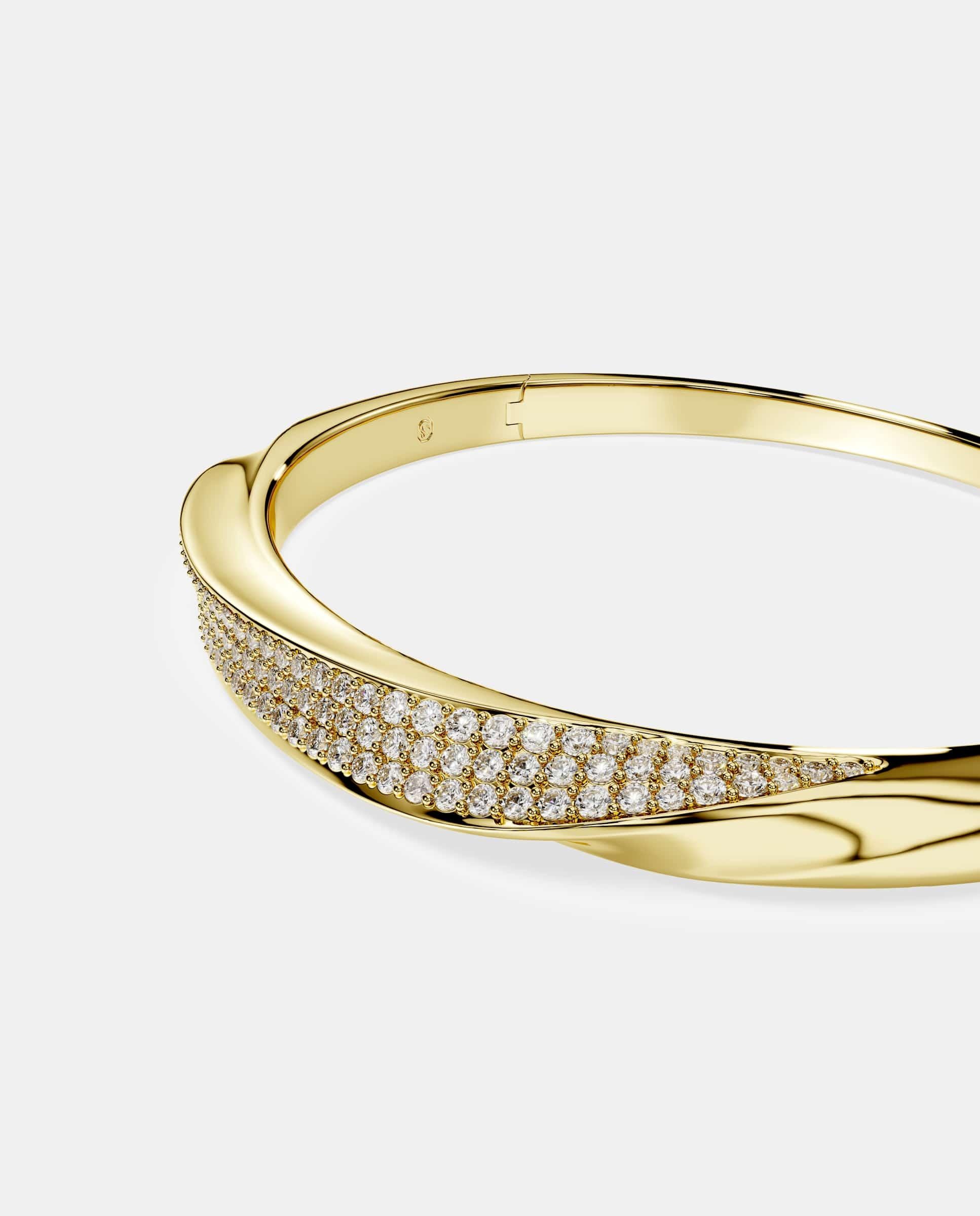 Imagen 2 de Brazalete classica de plata de ley acabado en oro de 18 quilates - Swarovski - Blanco Blanco