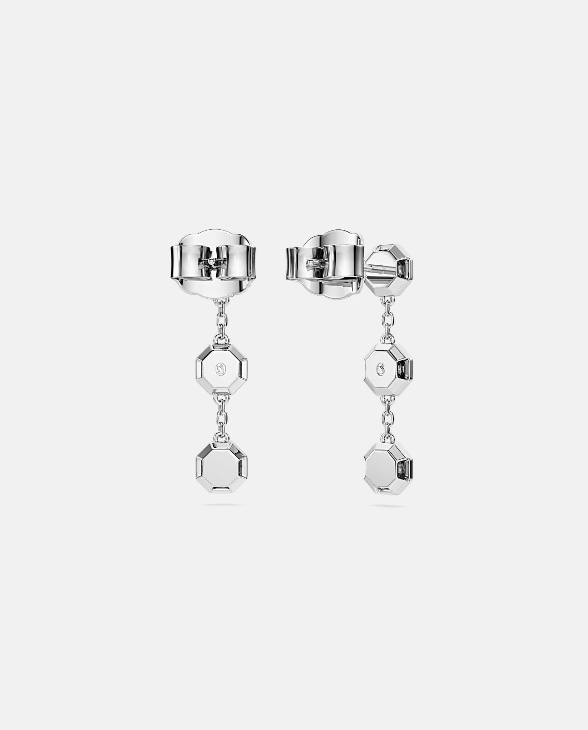 Pendientes en cascada de plata de ley - Swarovski - Blanco Blanco-4
