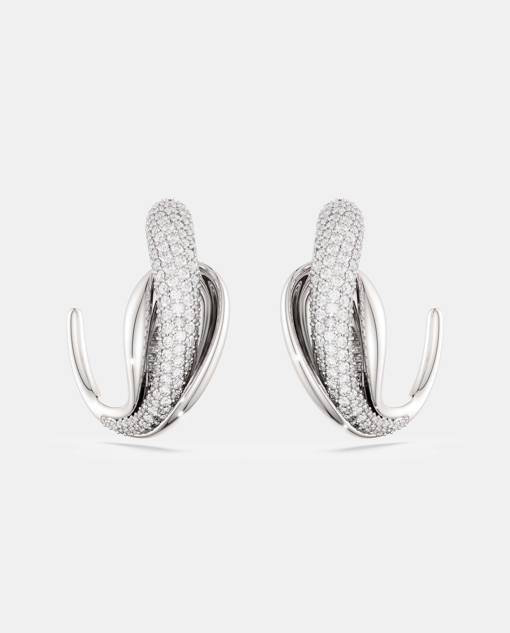 Pendientes de aro classica con cirstales en plata de ley - Swarovski - Blanco Blanco-1