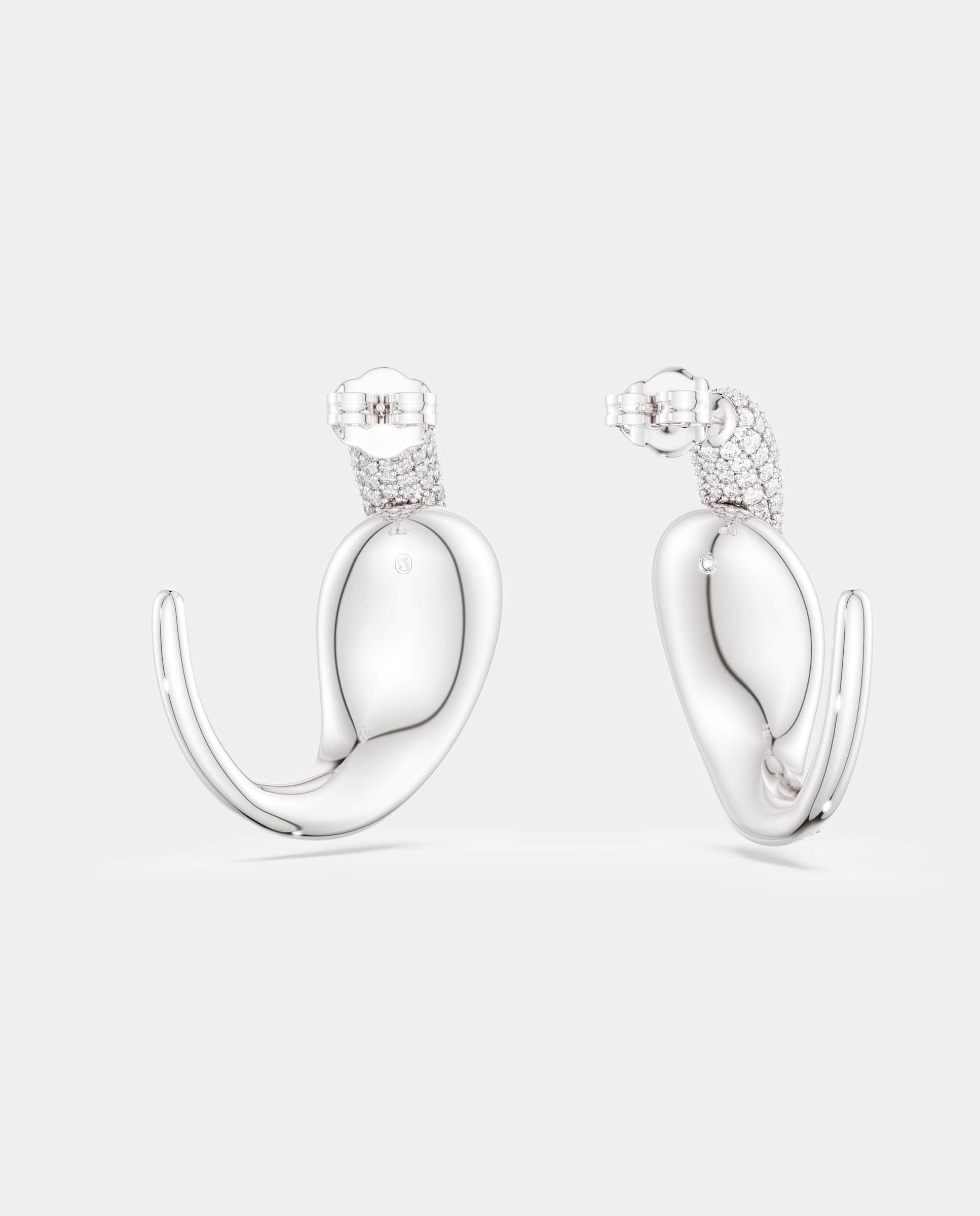 Pendientes de aro classica con cirstales en plata de ley - Swarovski - Blanco Blanco-4