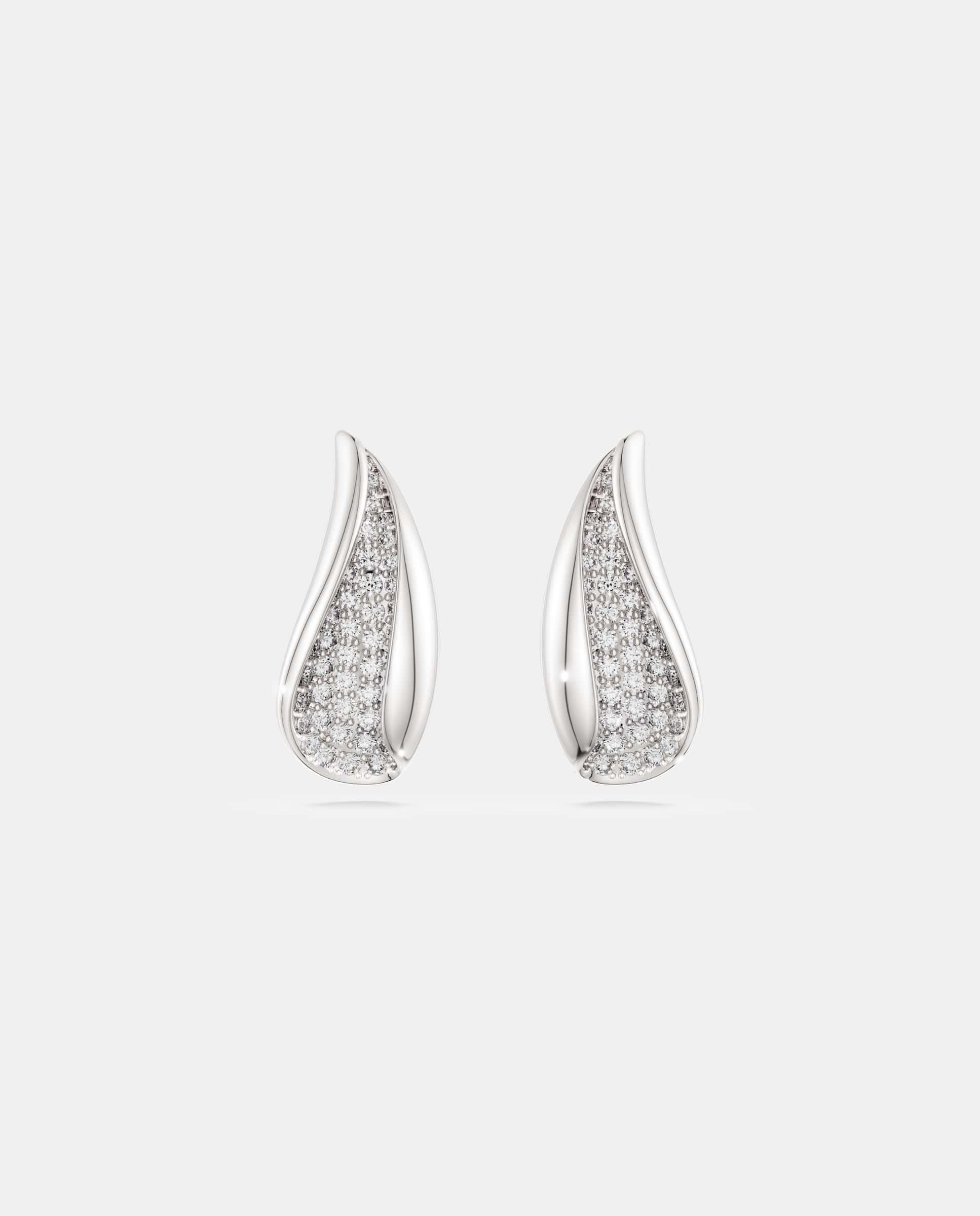Pendientes classica de gota de plata de ley Blanco Swarovski Blanco-1