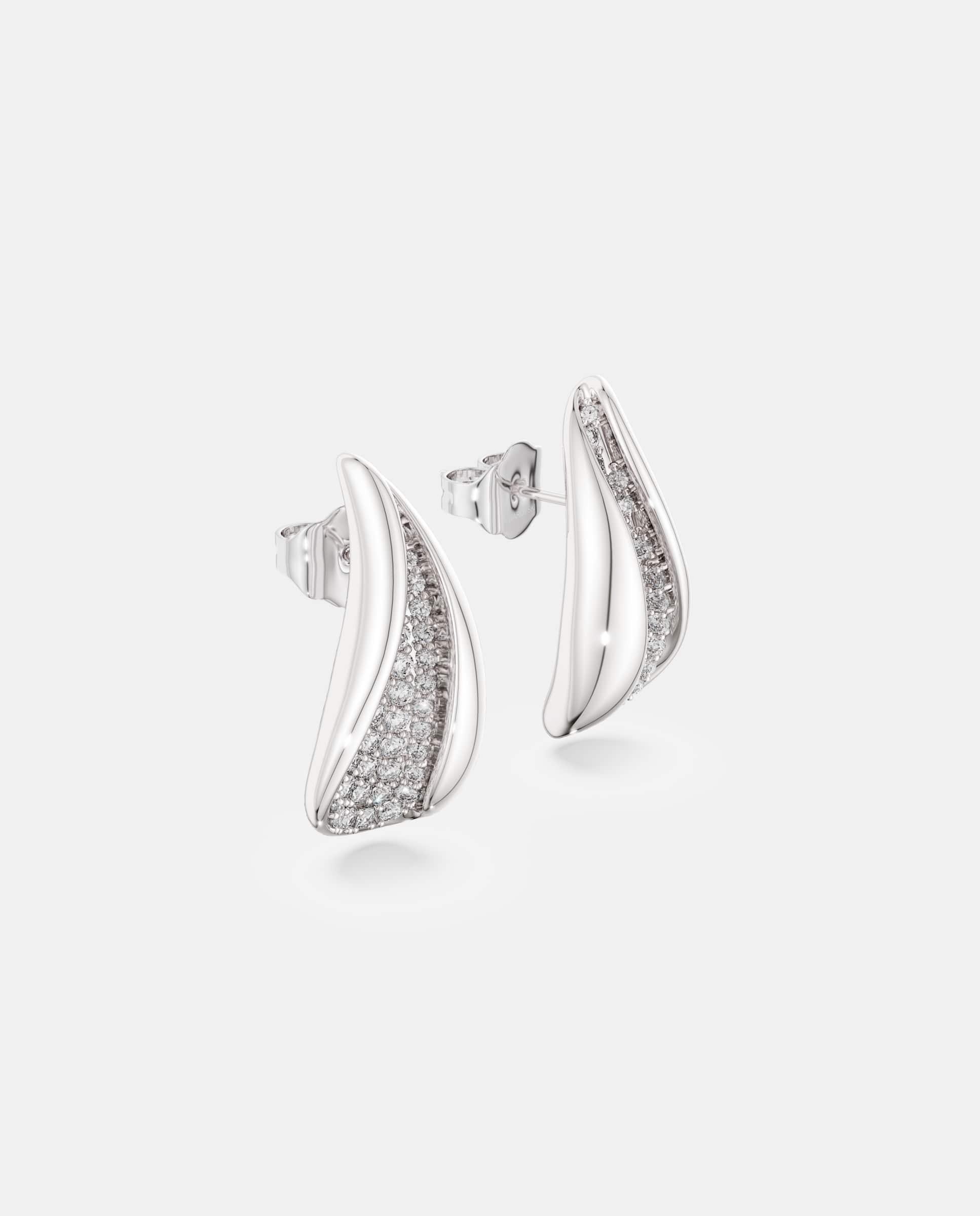 Pendientes classica de gota de plata de ley Blanco Swarovski Blanco-3