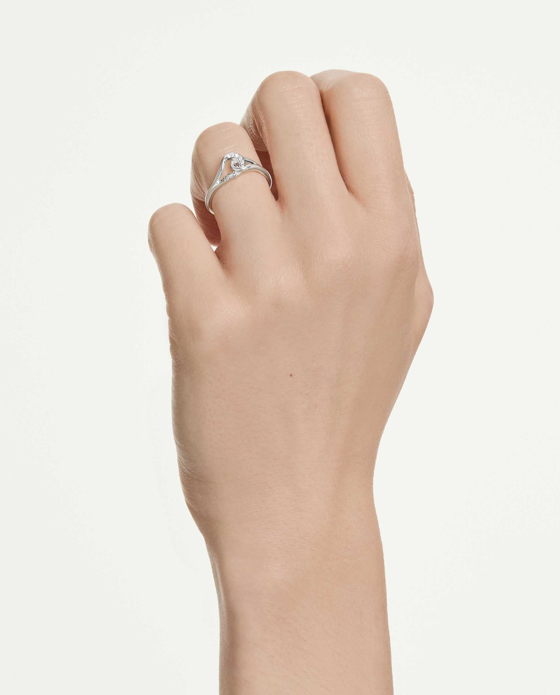 Anillo classica entrelazado de plata de ley Blanco Swarovski Blanco-5