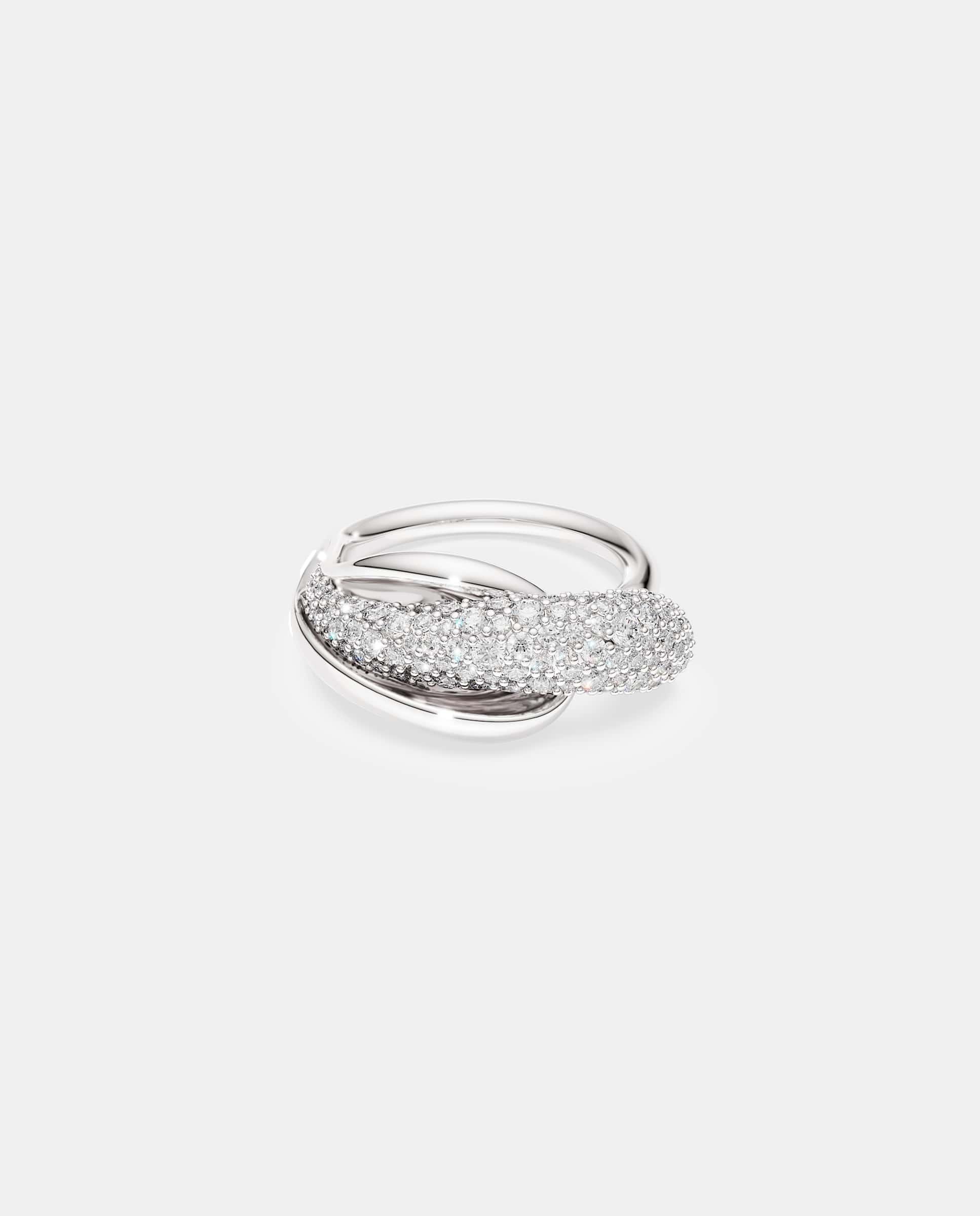 Anillo de cóctel classica con pavé de plata de ley - Swarovski - Blanco Blanco-1