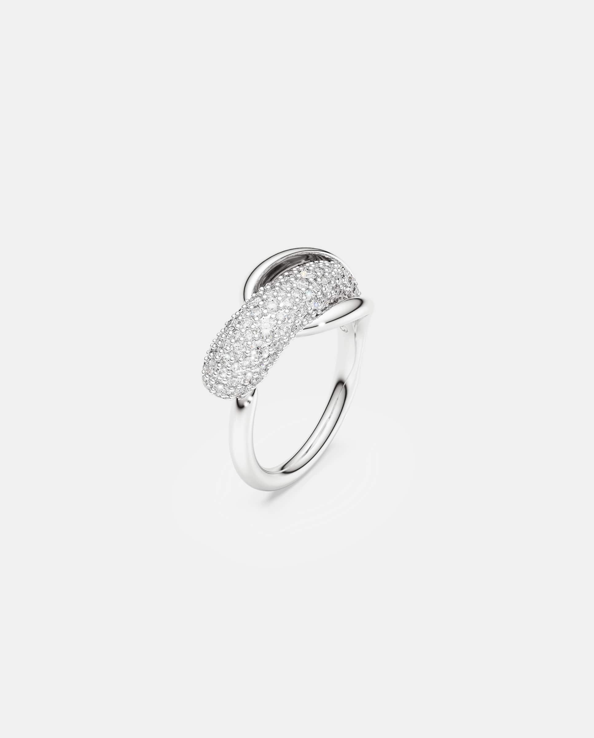 Anillo de cóctel classica con pavé de plata de ley - Swarovski - Blanco Blanco-2