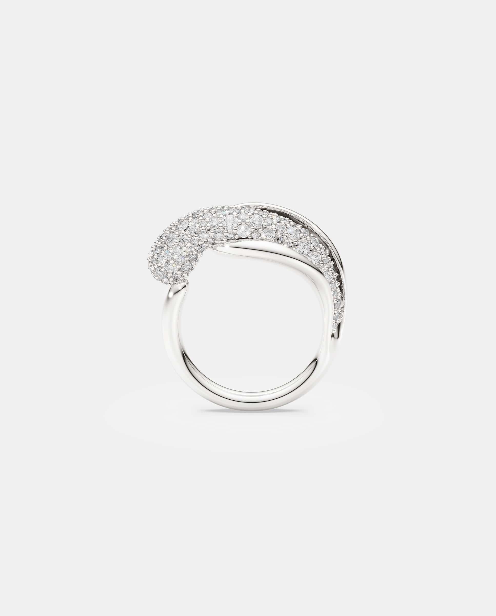 Anillo de cóctel classica con pavé de plata de ley - Swarovski - Blanco Blanco-3