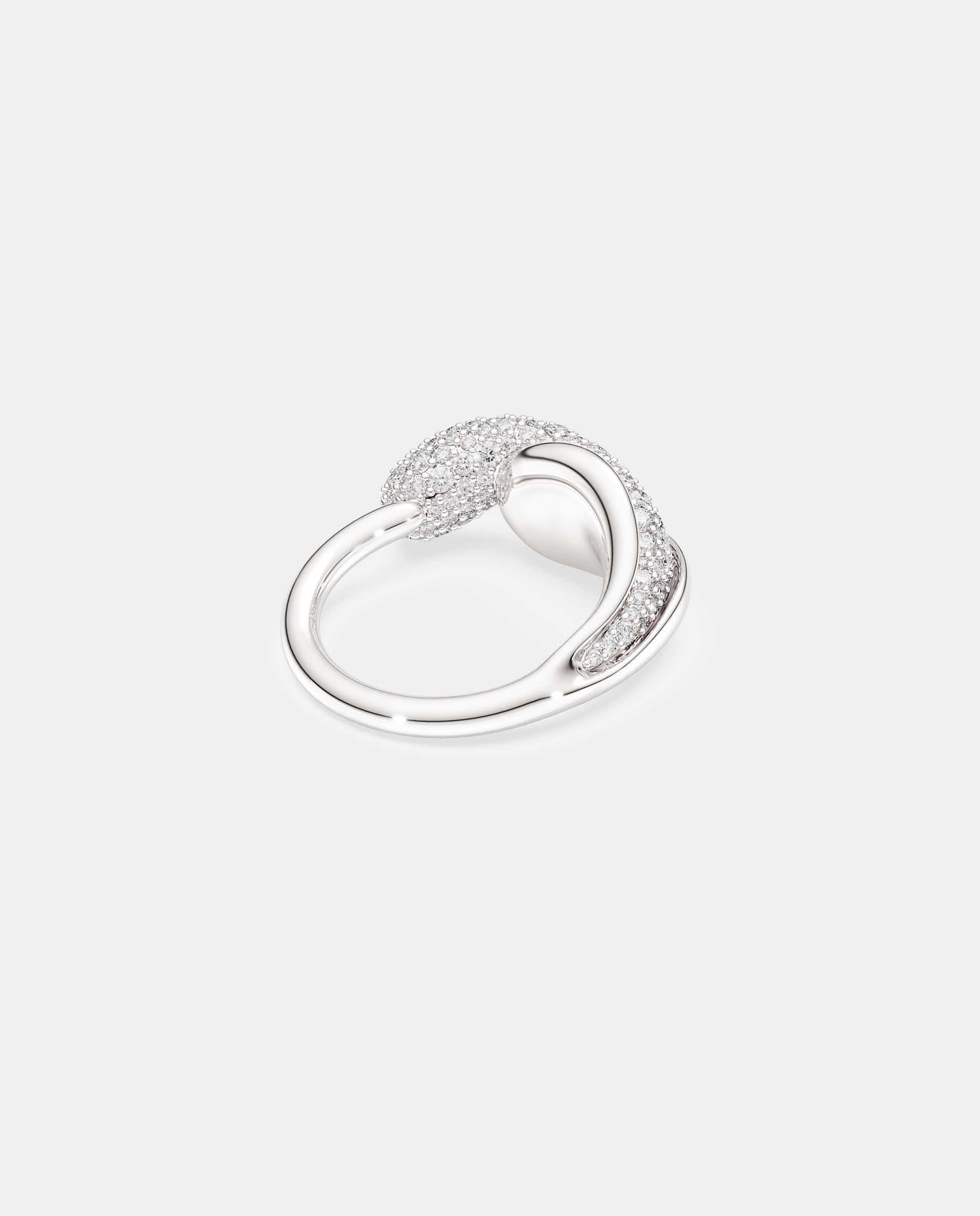 Anillo de cóctel classica con pavé de plata de ley - Swarovski - Blanco Blanco-4
