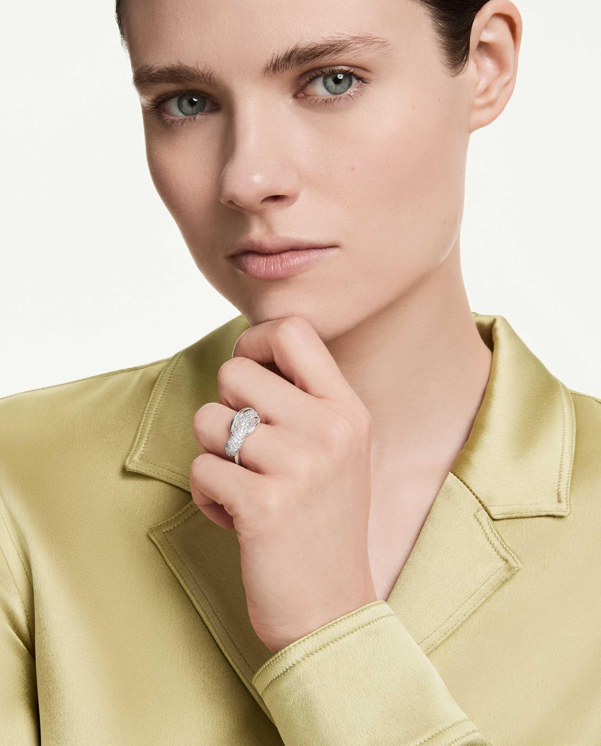 Anillo de cóctel classica con pavé de plata de ley - Swarovski - Blanco Blanco-5