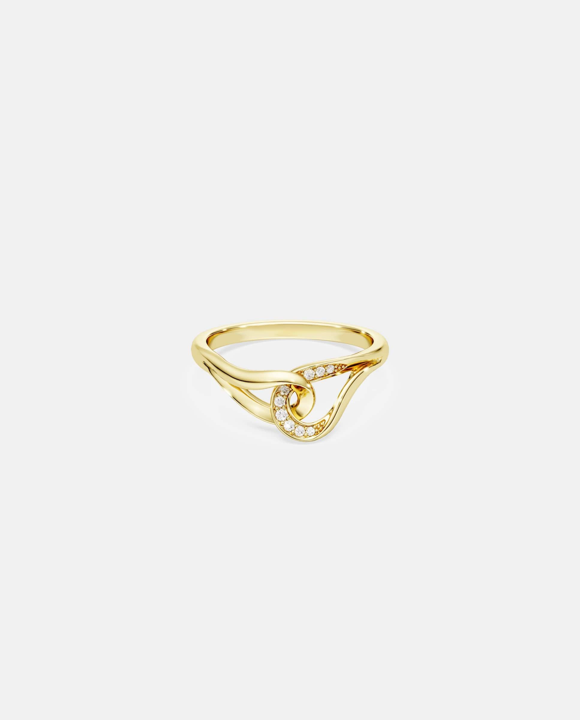 Imagen 0 de Anillo classica con pavé de plata de ley acabado en oro de 18 quilates Blanco