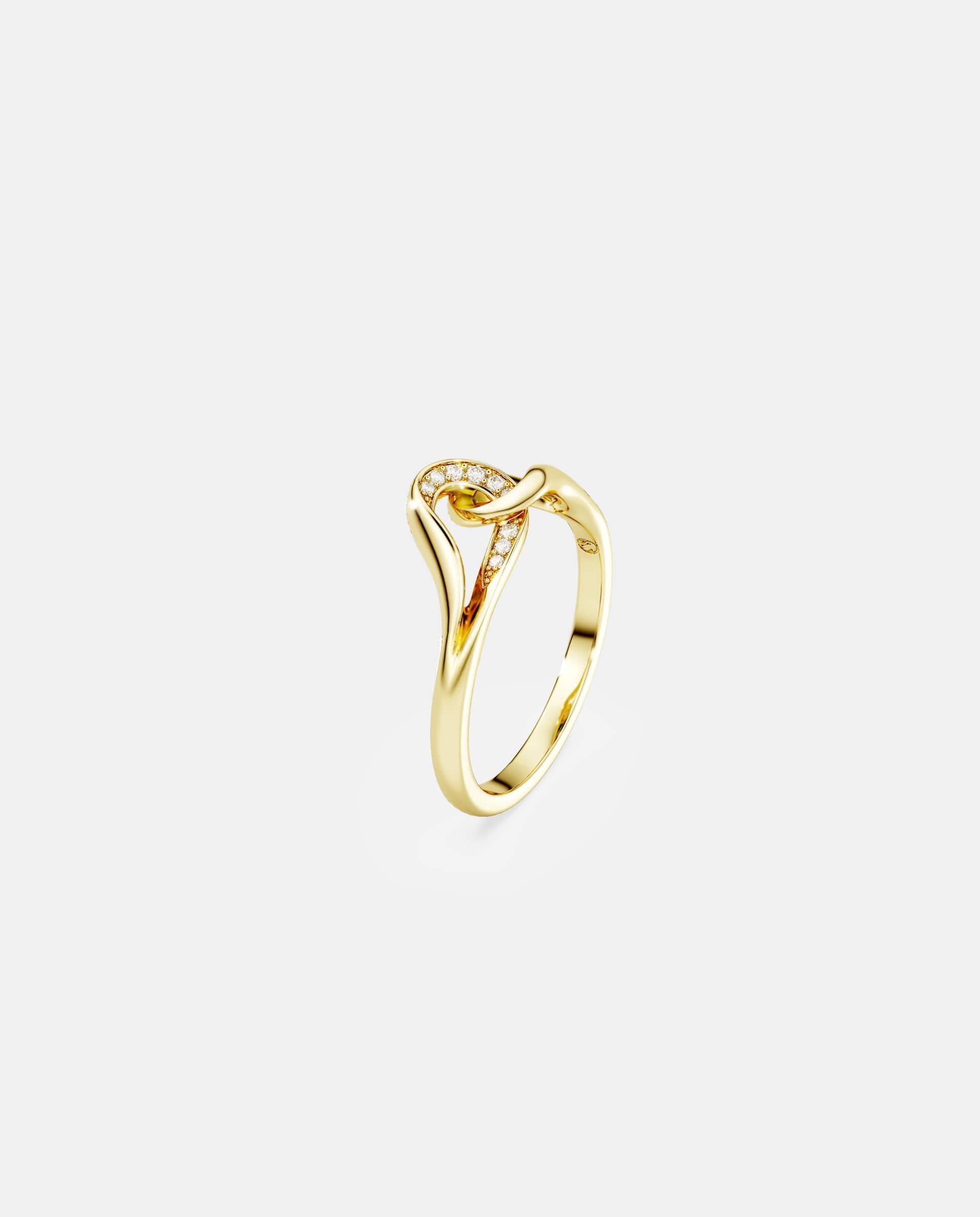 Anillo classica con pavé de plata de ley acabado en oro de 18 quilates - Swarovski - Blanco Blanco-2
