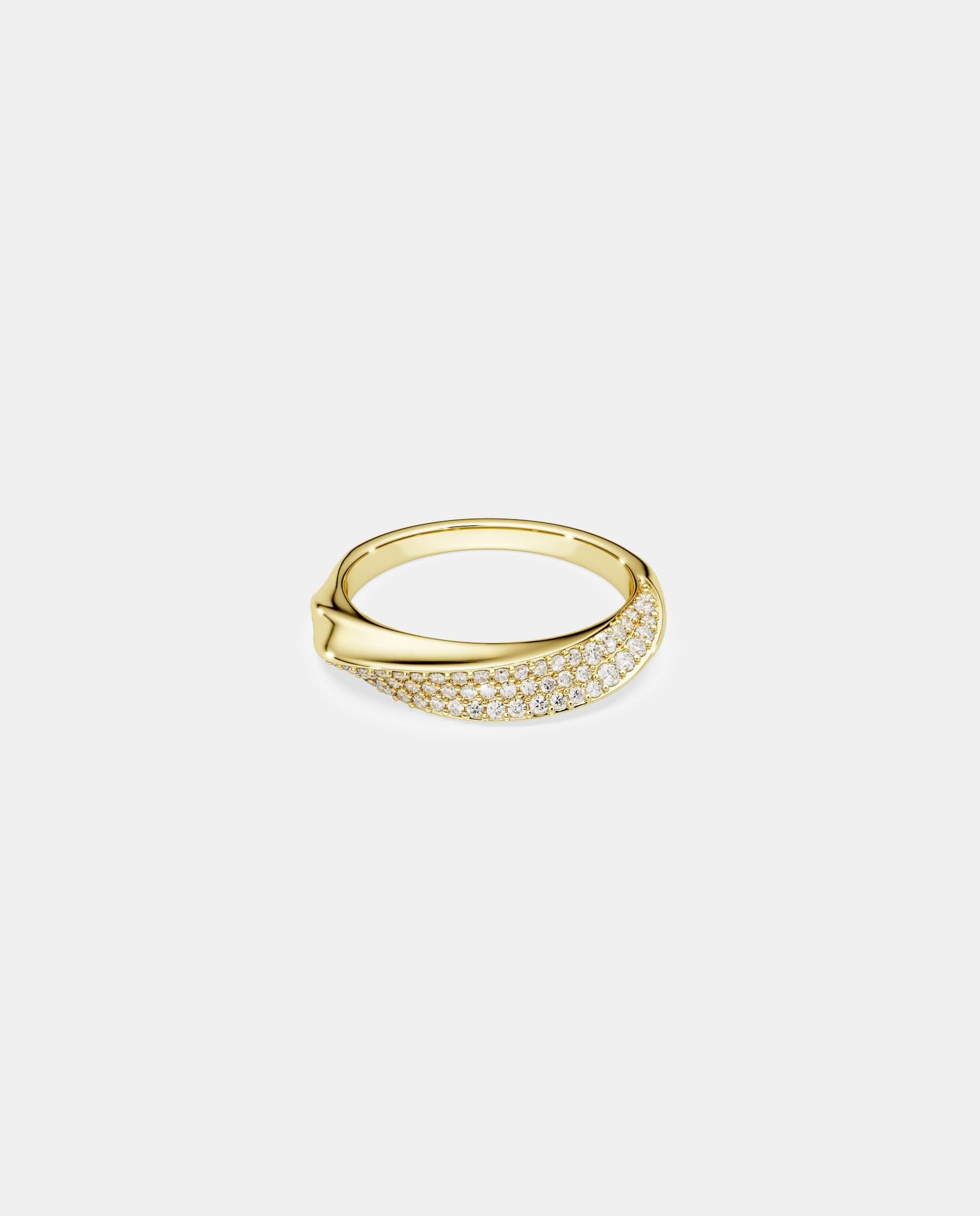 Anillo de banda classica de plata de ley acabado en oro de 18 quilates - Swarovski - Blanco Blanco-1