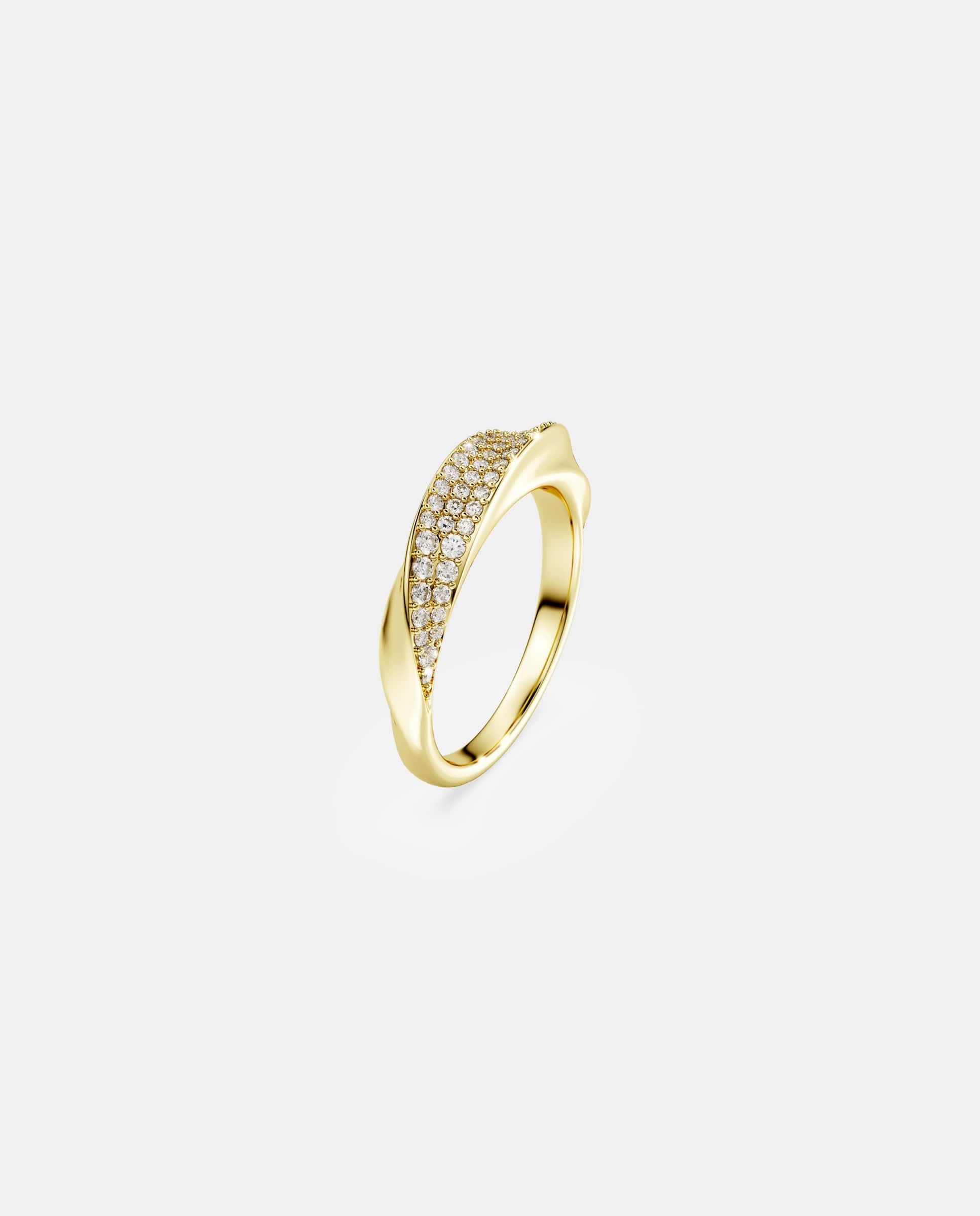 Anillo de banda classica de plata de ley acabado en oro de 18 quilates - Swarovski - Blanco Blanco-2