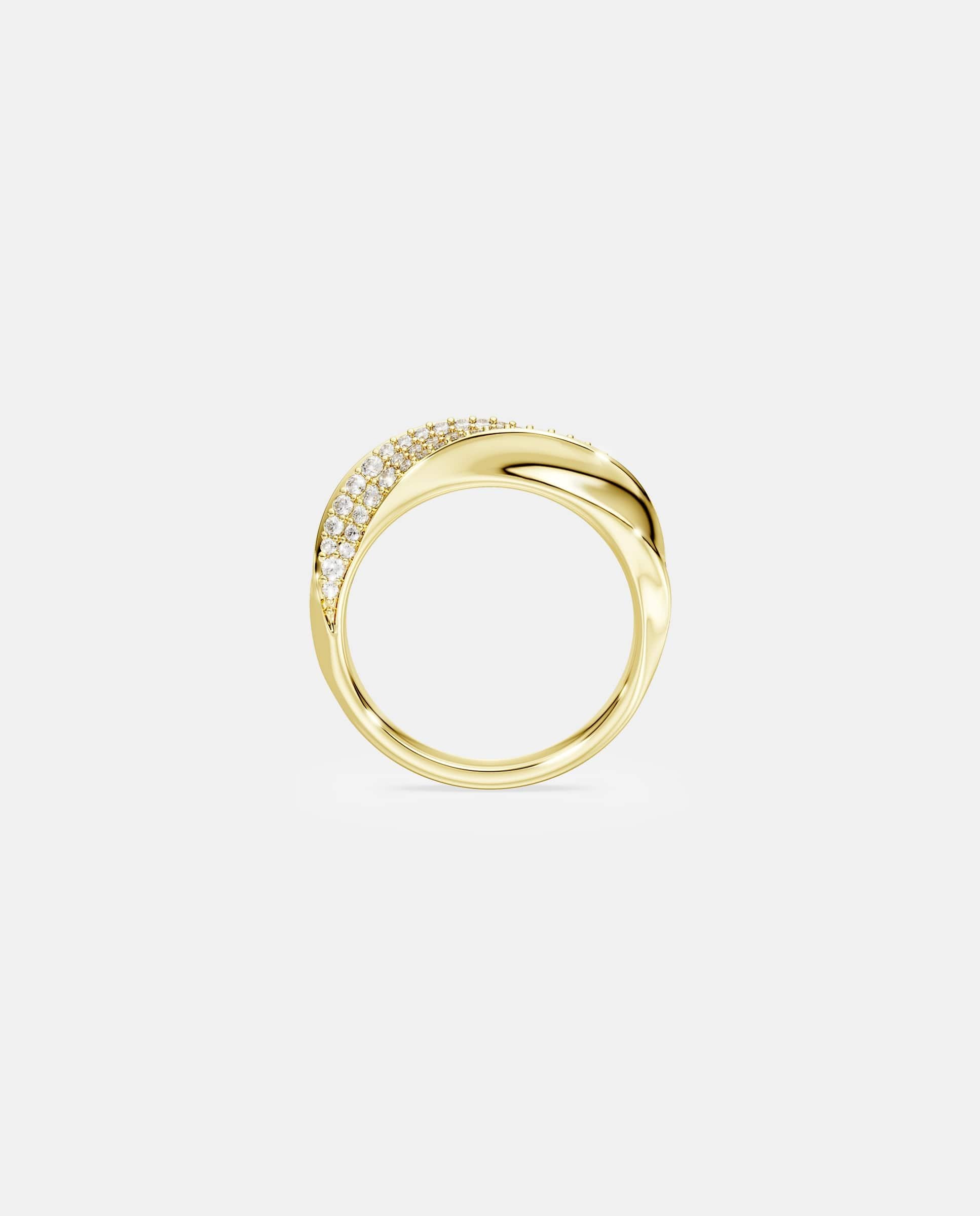Anillo de banda classica de plata de ley acabado en oro de 18 quilates - Swarovski - Blanco Blanco-3