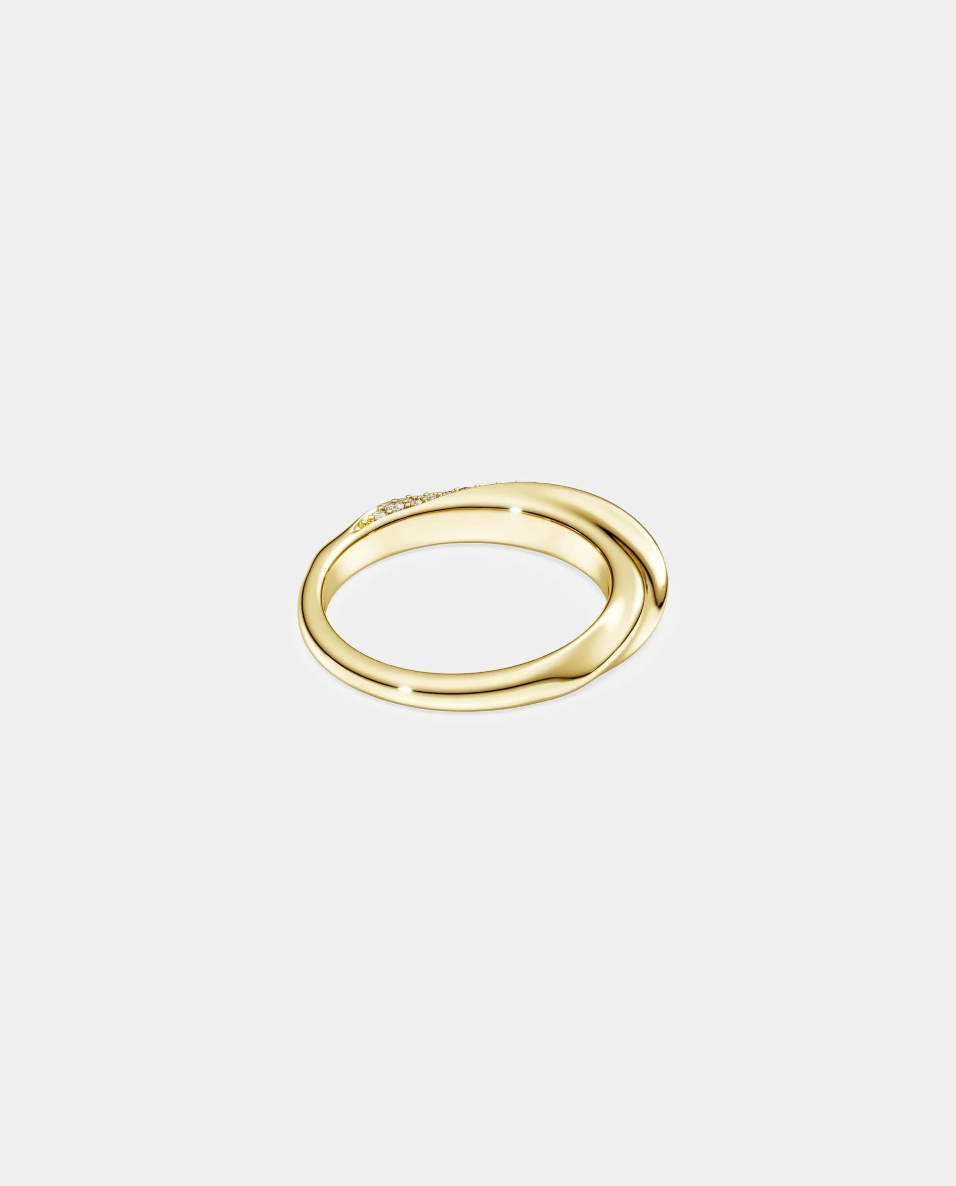 Anillo de banda classica de plata de ley acabado en oro de 18 quilates - Swarovski - Blanco Blanco-4