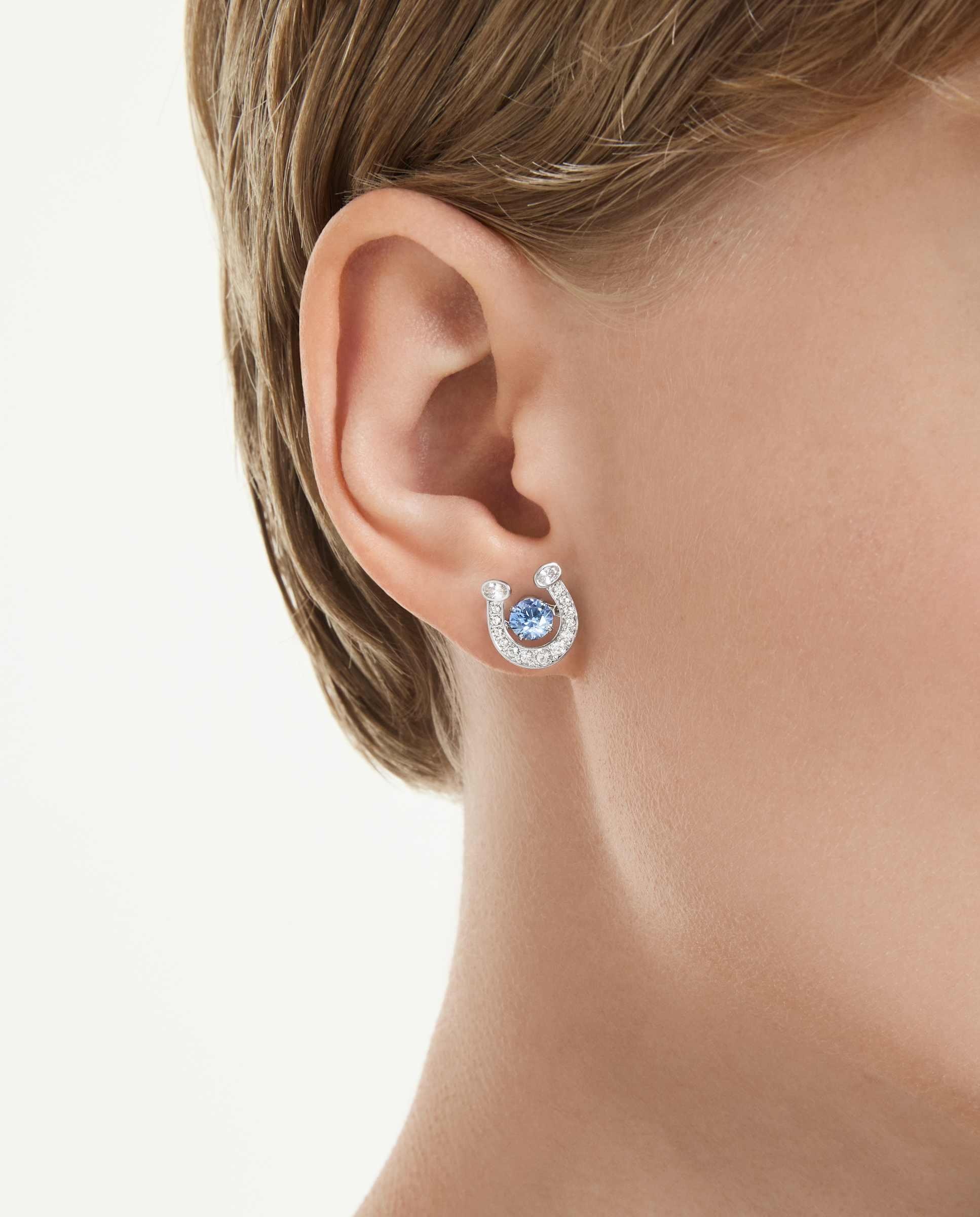 Pendientes symbolica en forma de herradura con cristales bañados en rodio - Swarovski - Azul Azul-5