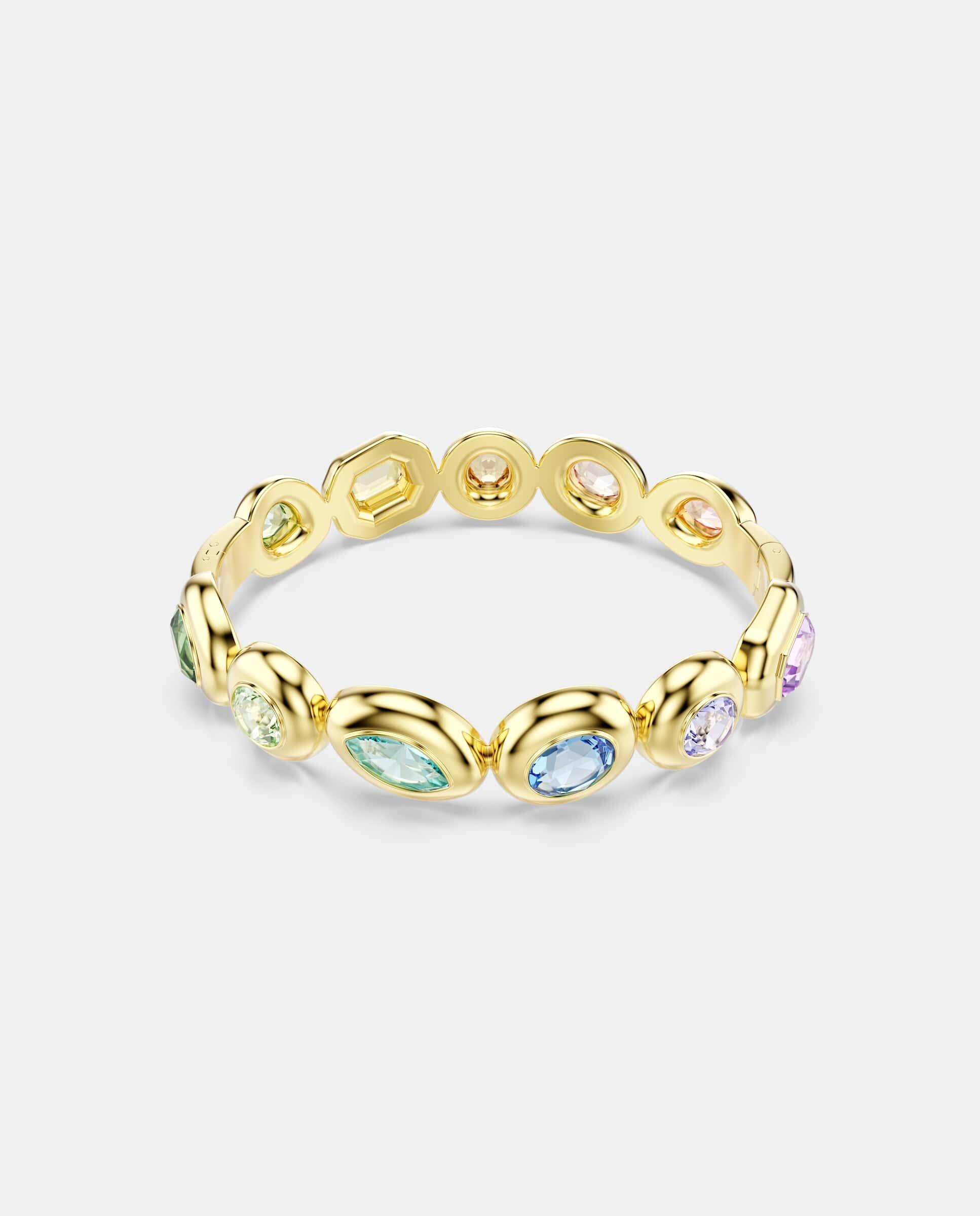 Imagen 0 de Brazalete gema con cristales asimétricos y baño tono oro Multicolor