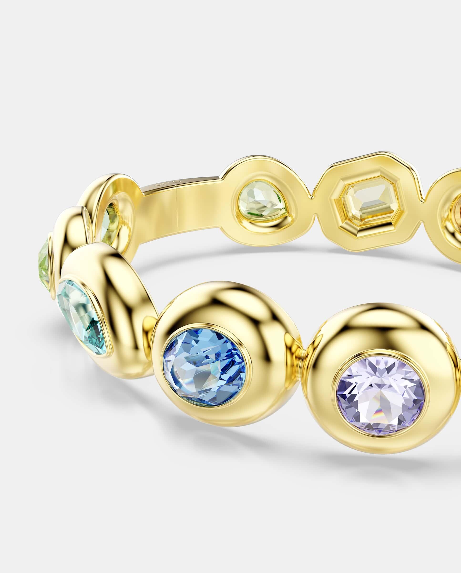 Brazalete gema con cristales asimétricos y baño tono oro - Swarovski - Multicolor Multicolor-2