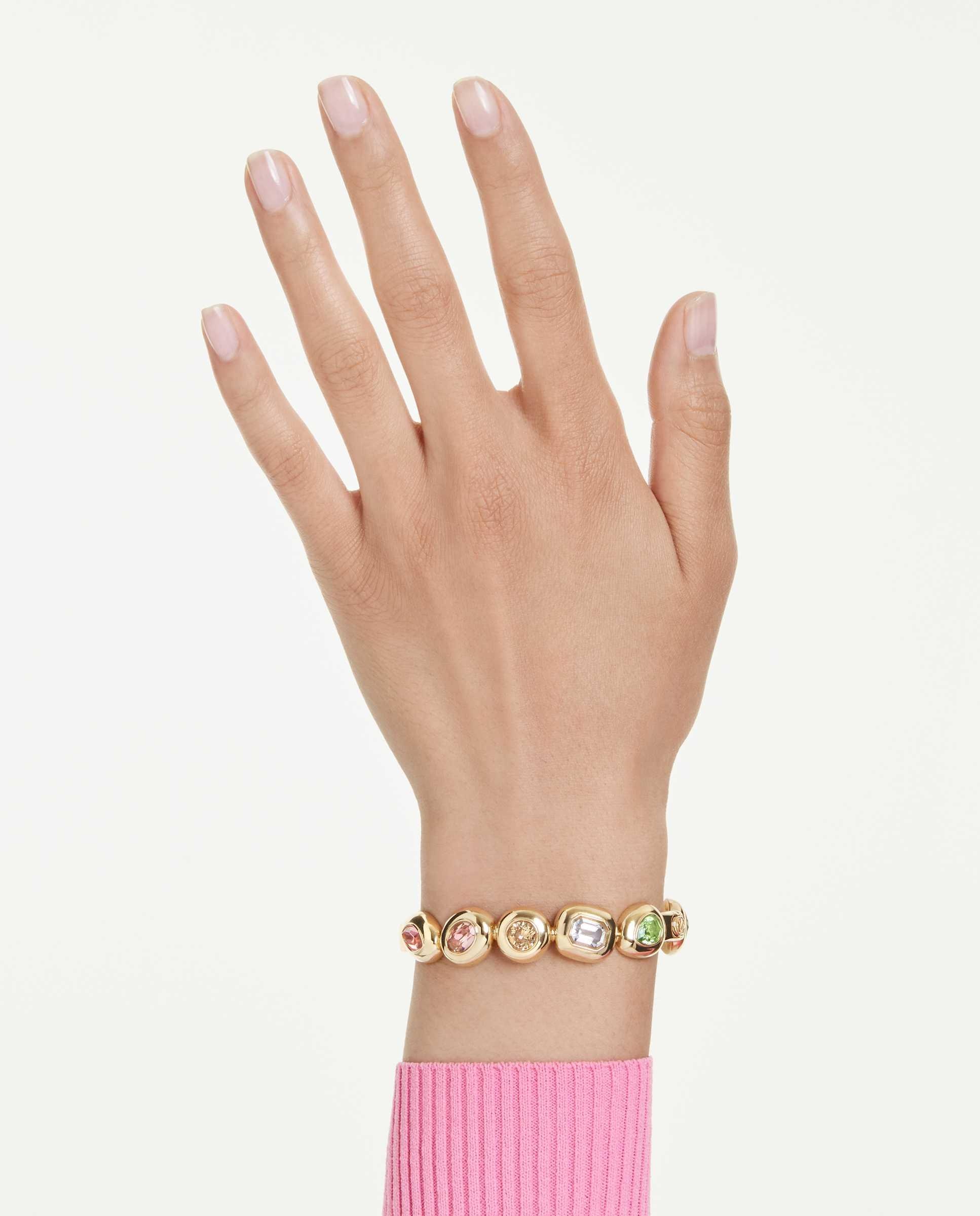 Brazalete gema con cristales asimétricos y baño tono oro - Swarovski - Multicolor Multicolor-6