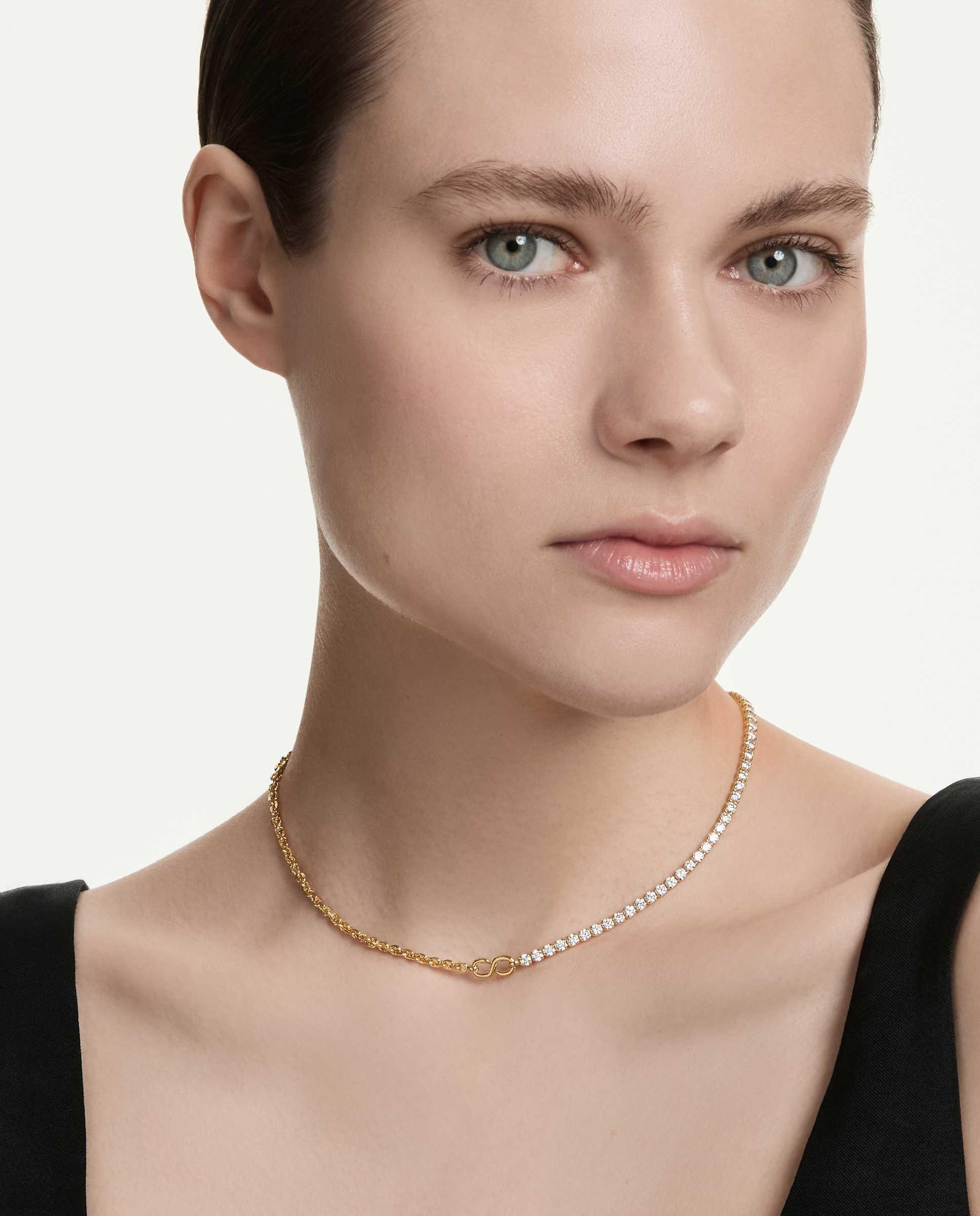 Collar matrix con eslabón central acabado en oro de 18 quilates - Swarovski - Blanco Blanco-5
