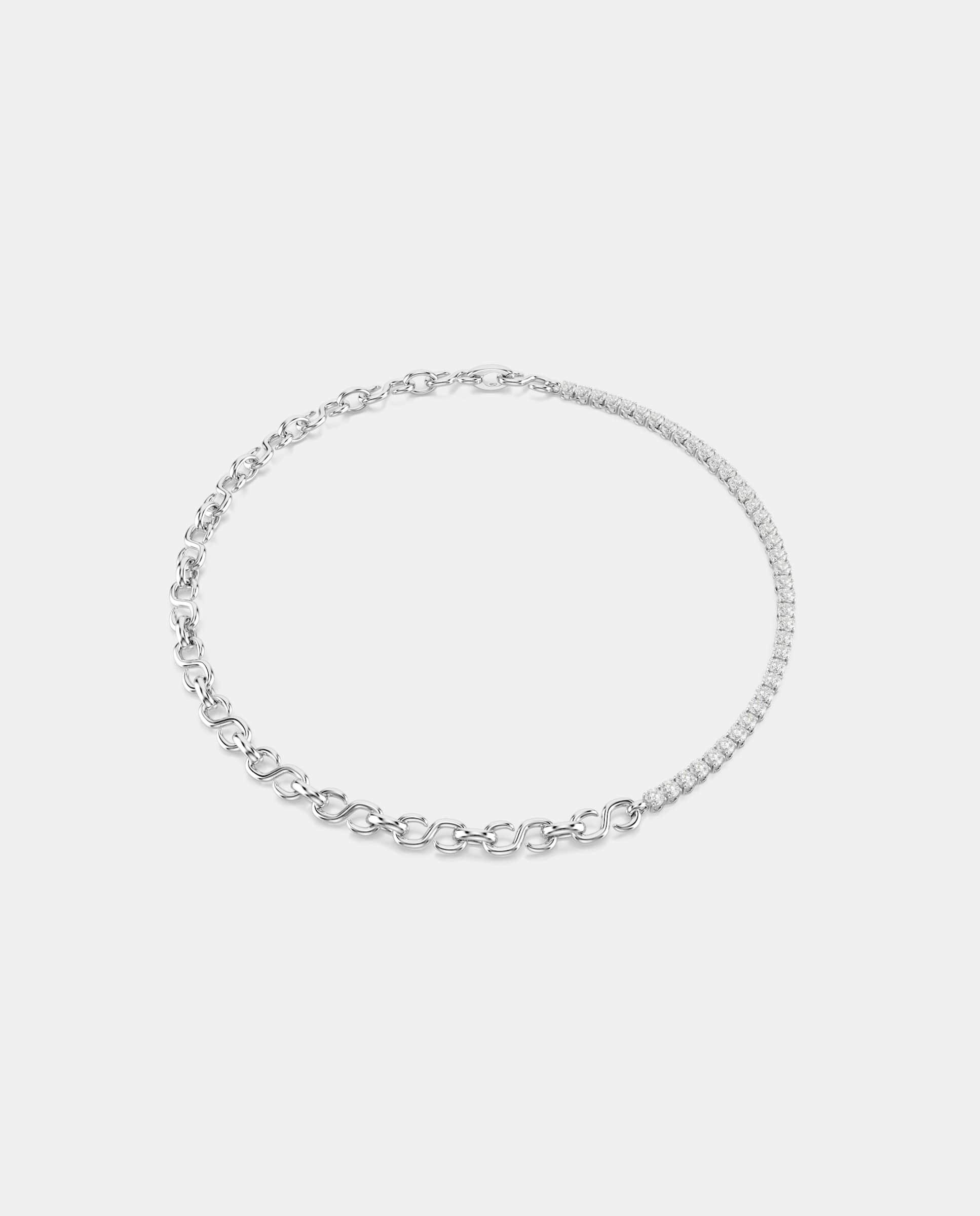 Imagen 0 de Collar matrix con cadena de eslabones y baño de rodio Blanco