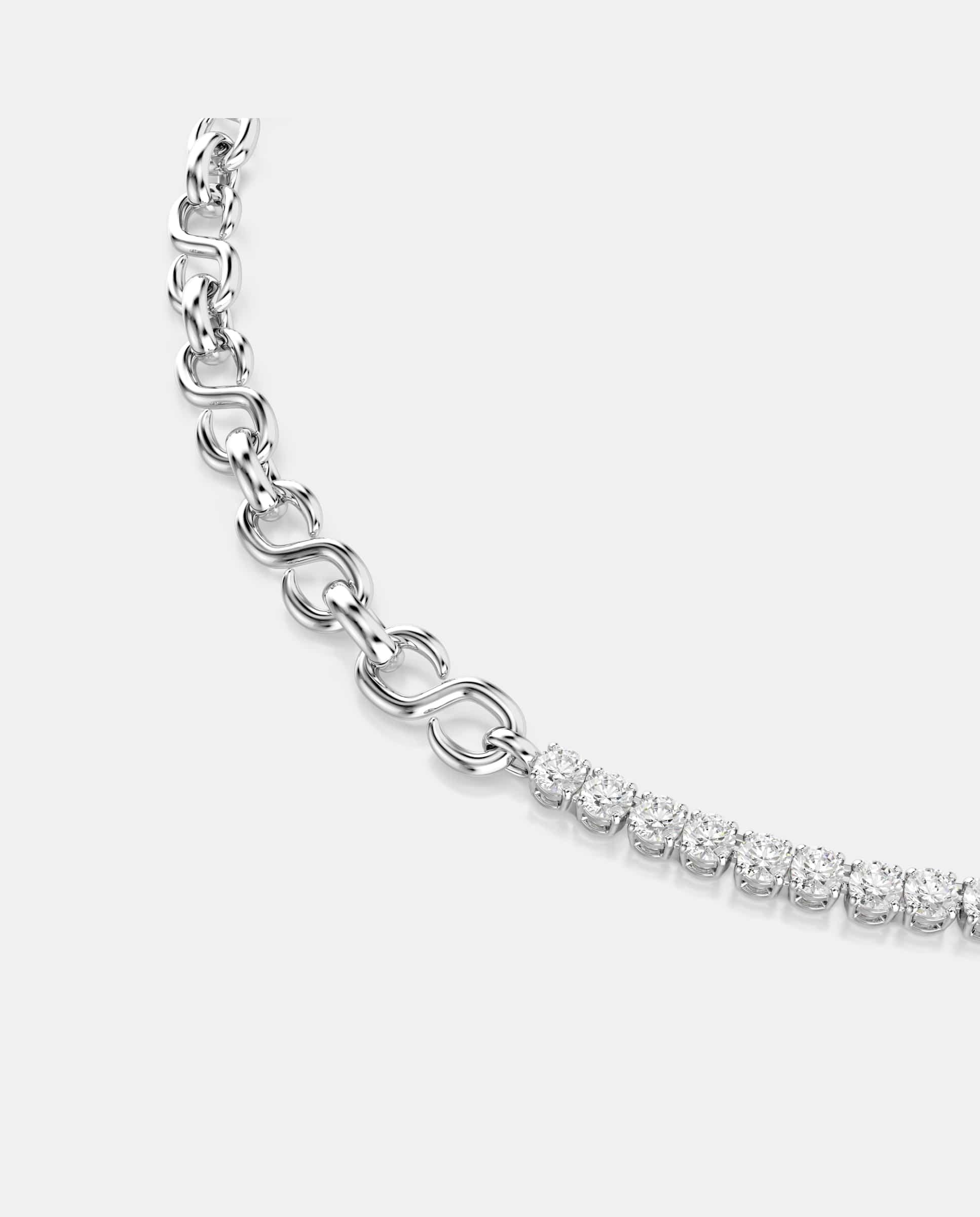 Collar matrix con cadena de eslabones y baño de rodio - Swarovski - Blanco Blanco-2