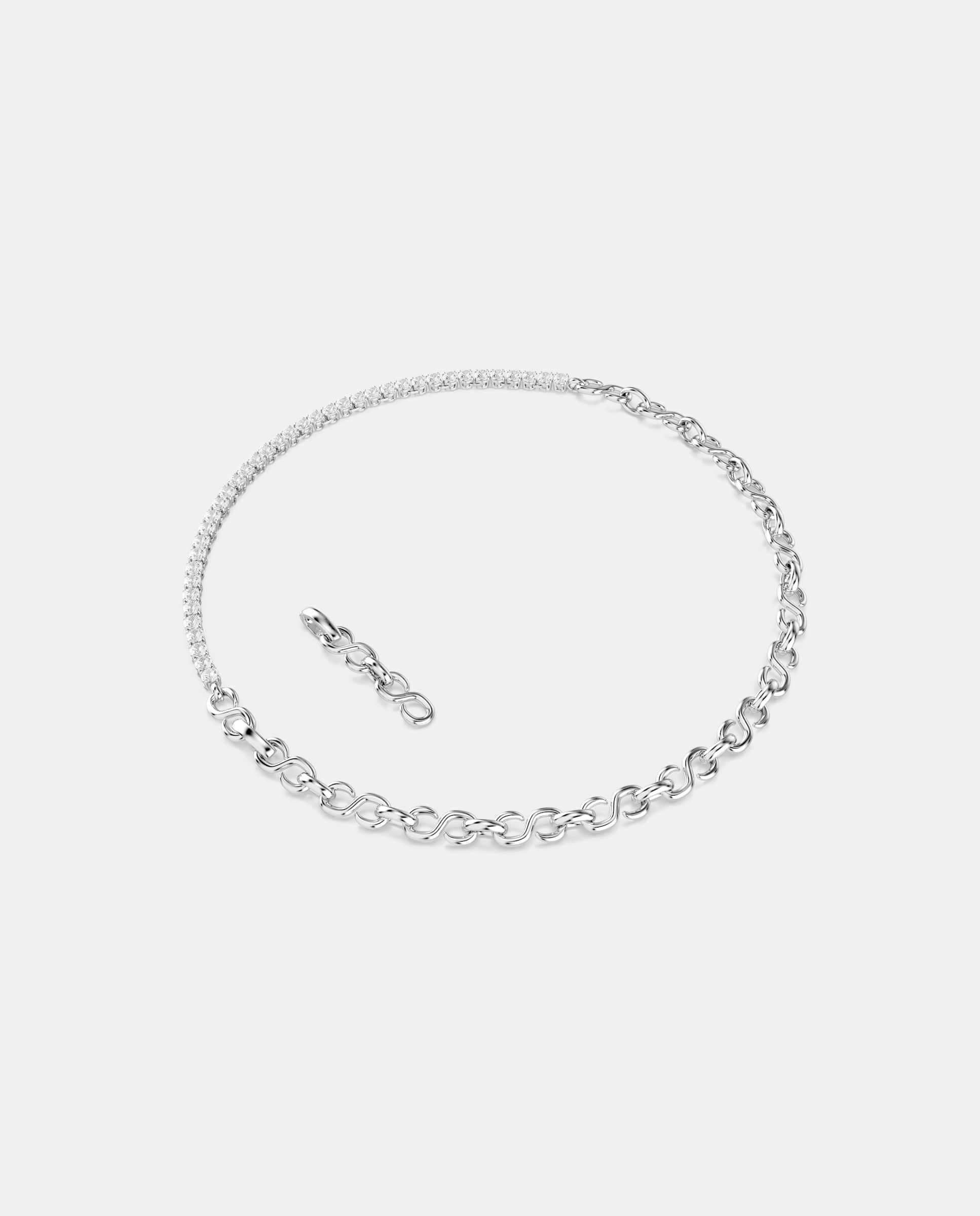 Collar matrix con cadena de eslabones y baño de rodio - Swarovski - Blanco Blanco-4