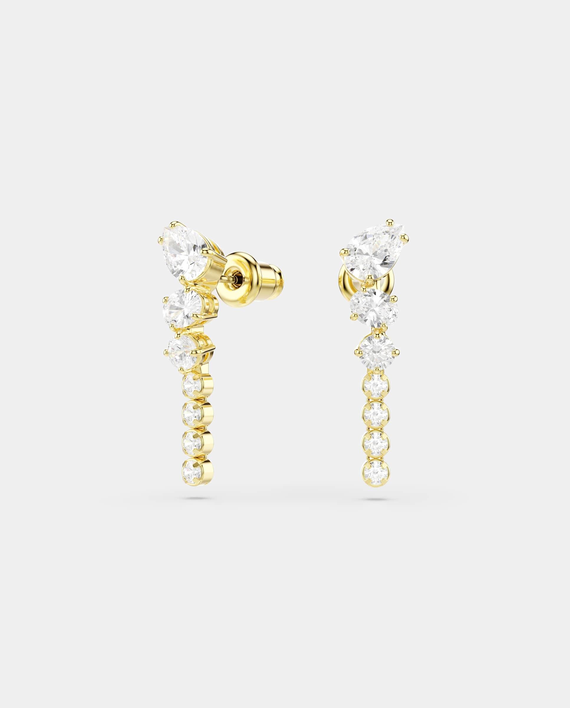 Imagen 2 de Pendientes largos mesmera con acabado en oro de 18 quilates - Swarovski - Blanco Blanco