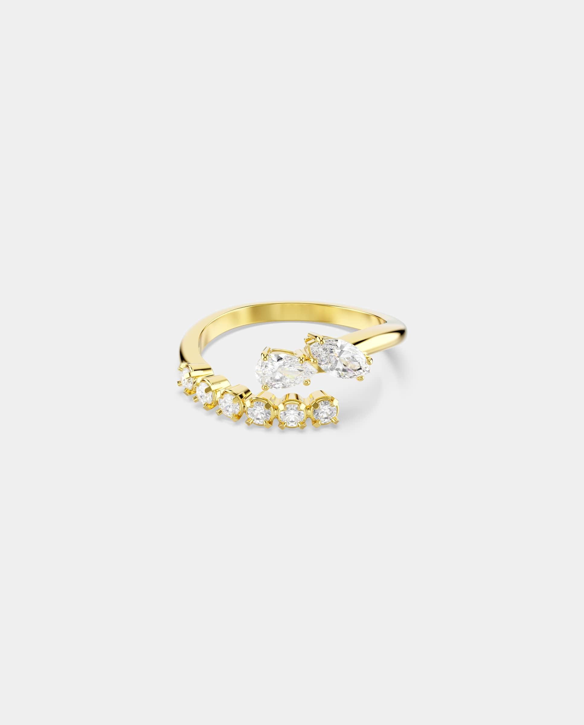 Anillo abierto mesmera con circonitas acabado en oro de 18 quilates - Swarovski - Blanco Blanco-1