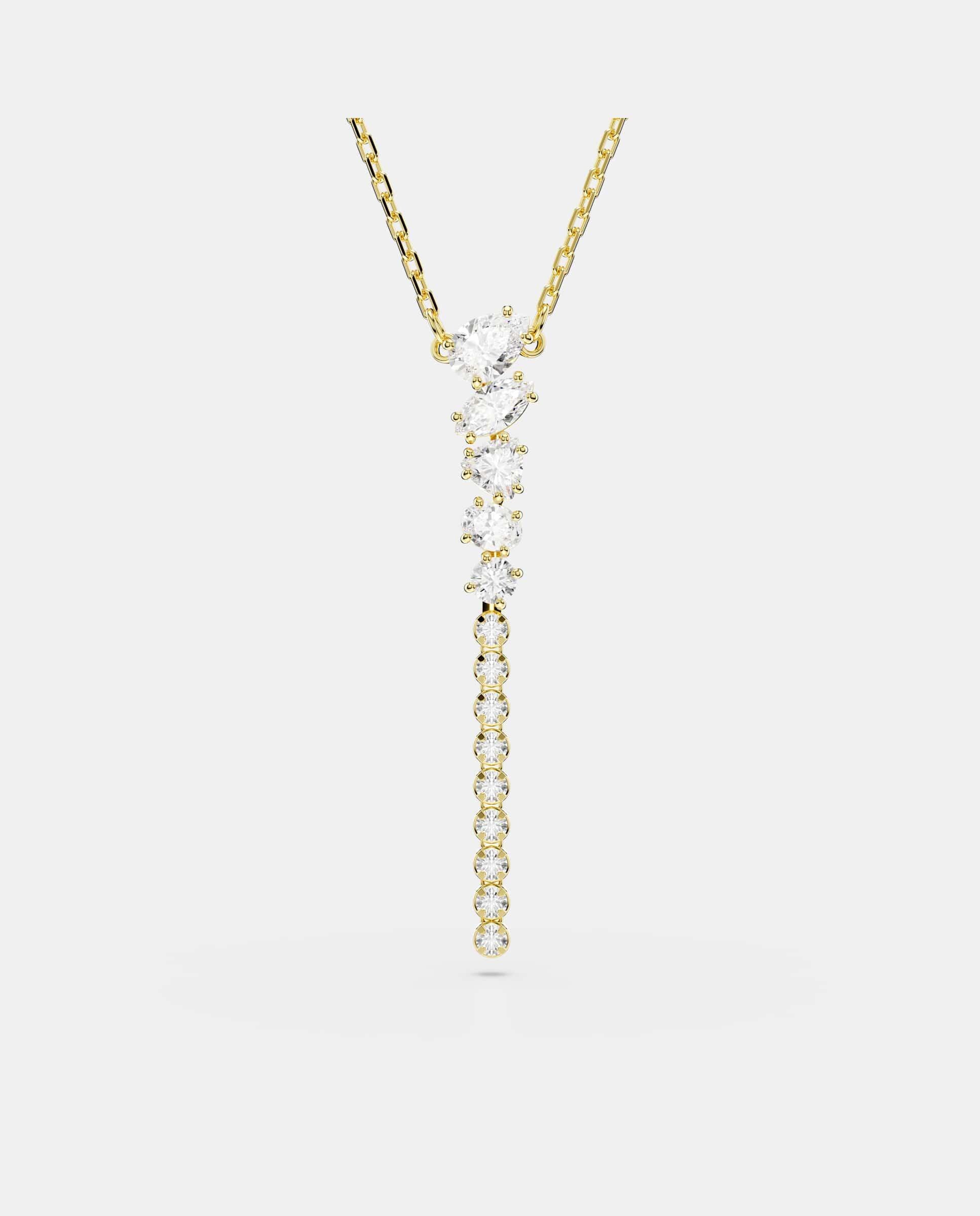 Imagen 0 de Collar en y mesmera con circonitas acabado en oro de 18 quilates Blanco