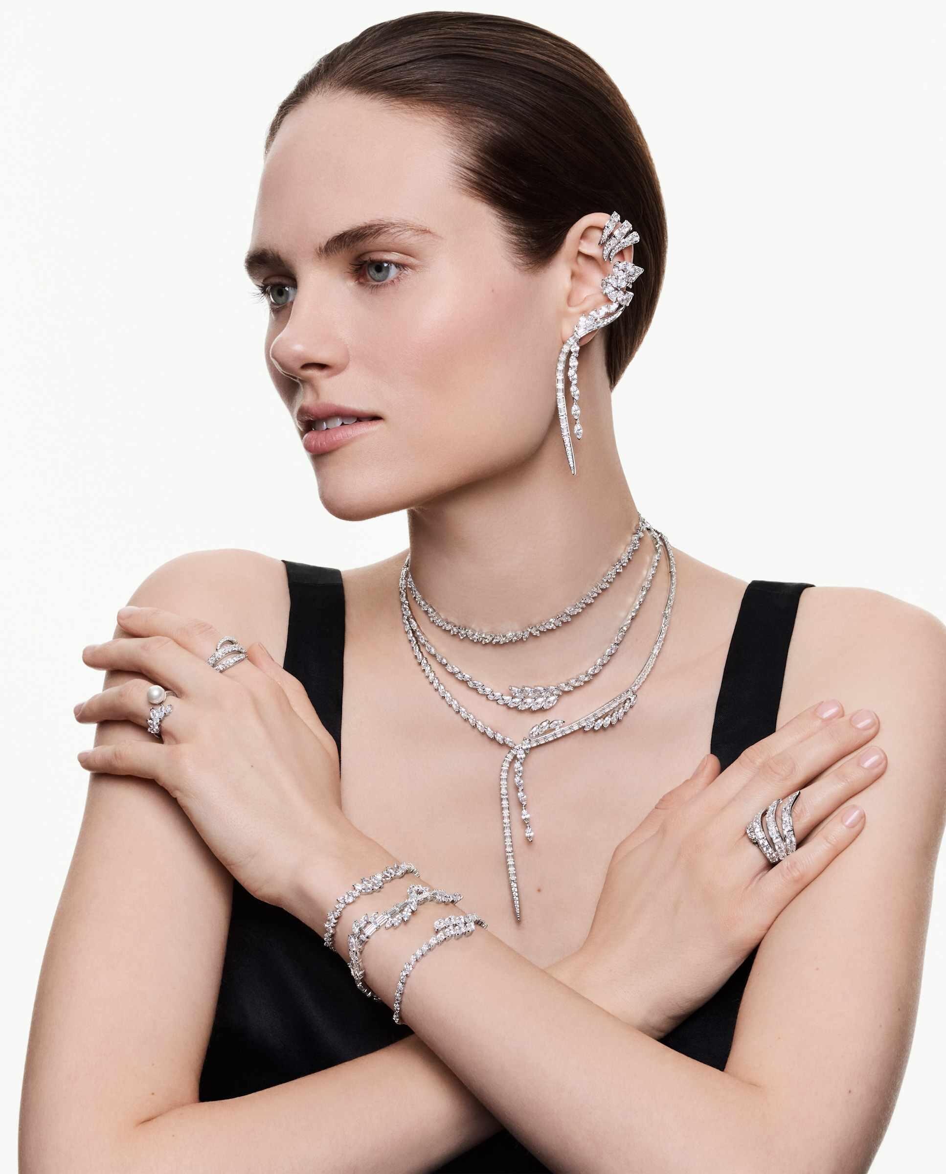 Collar mesmera con circonitas y baño de rodio - Swarovski - Blanco Blanco-6